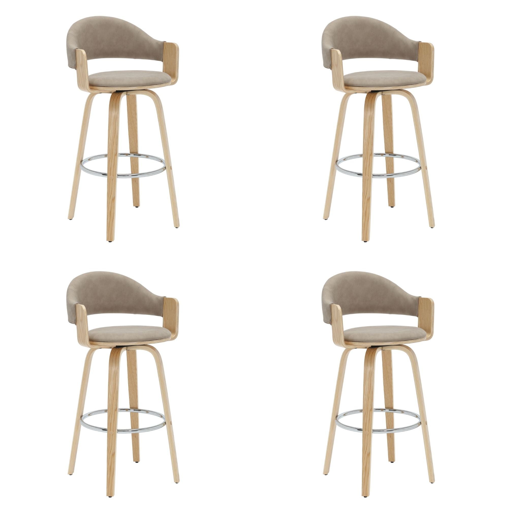 Daxton - Swivel Bar Height Round Back Wood Bar Stool With Faux Leather Seat