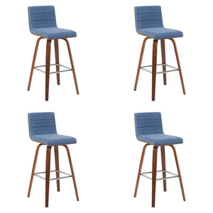 Vienna - Modern Swivel Bar Height Stool - Walnut Finished Wood Frame