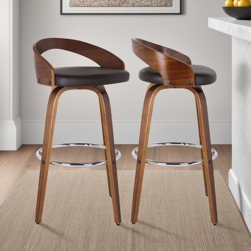 Sonia - 26" Counter Height Swivel Bar Stool - Walnut Wood
