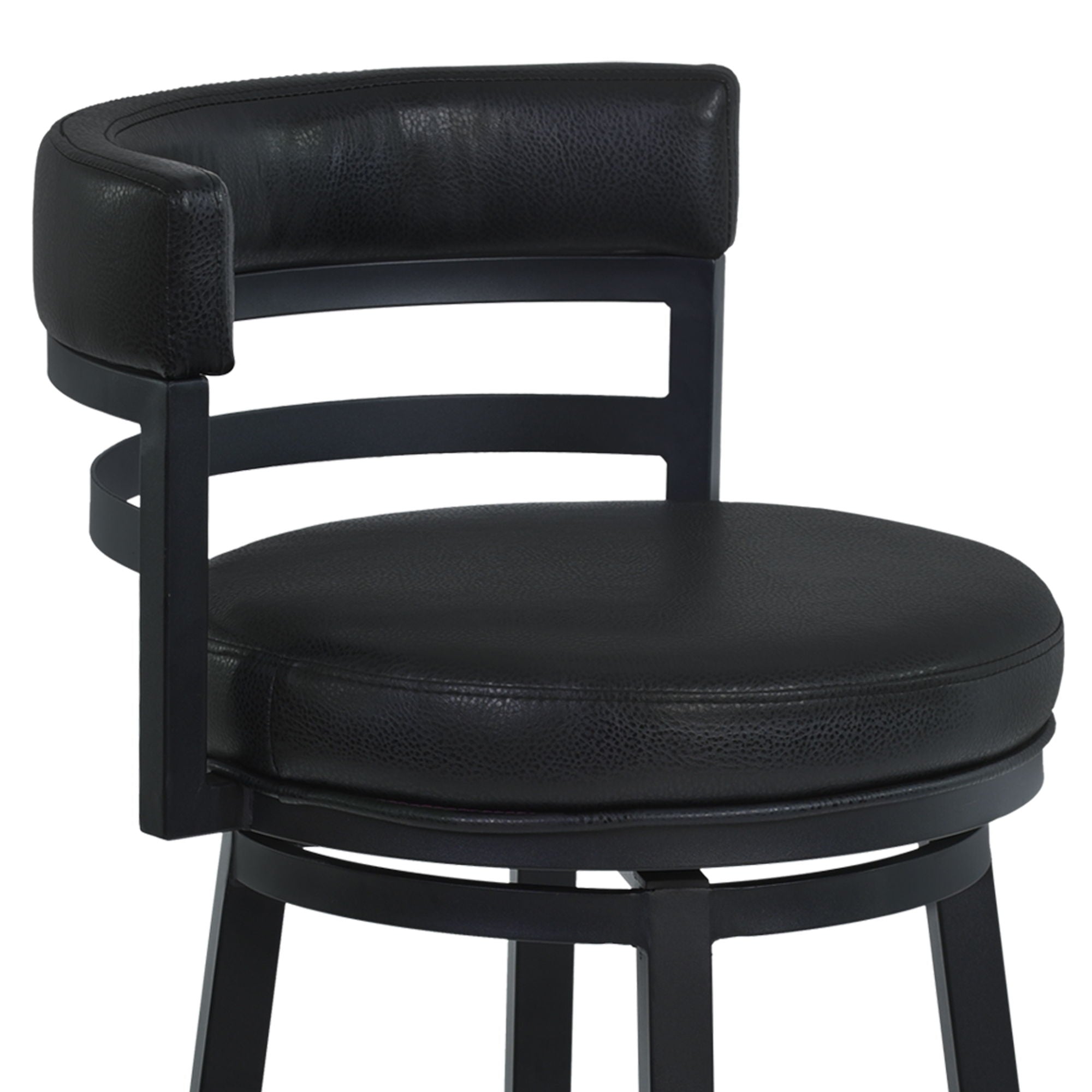 Madrid - 26" Counter Height Metal Swivel Barstool - Ford Black Pu And Black Finish