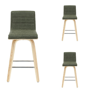 Vienna - 35.5" Swivel Counter Height Square Back Wood Bar Stool With Faux Leather Seat