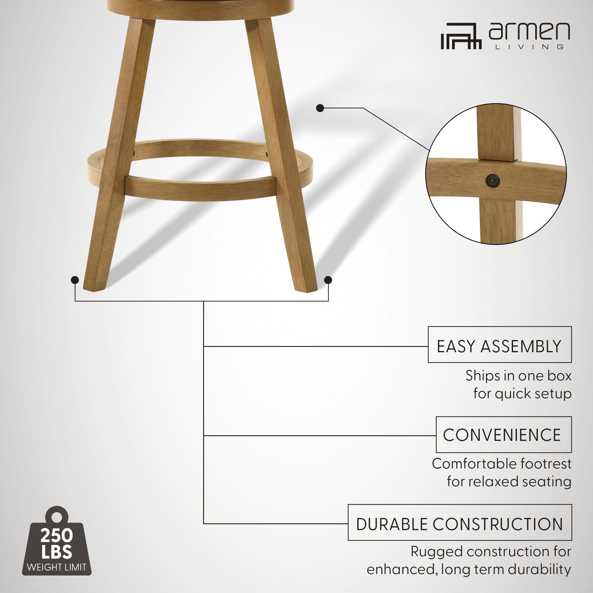Harper - 26" Amber Glow Counter Height Rubberwood Swivel Barstool