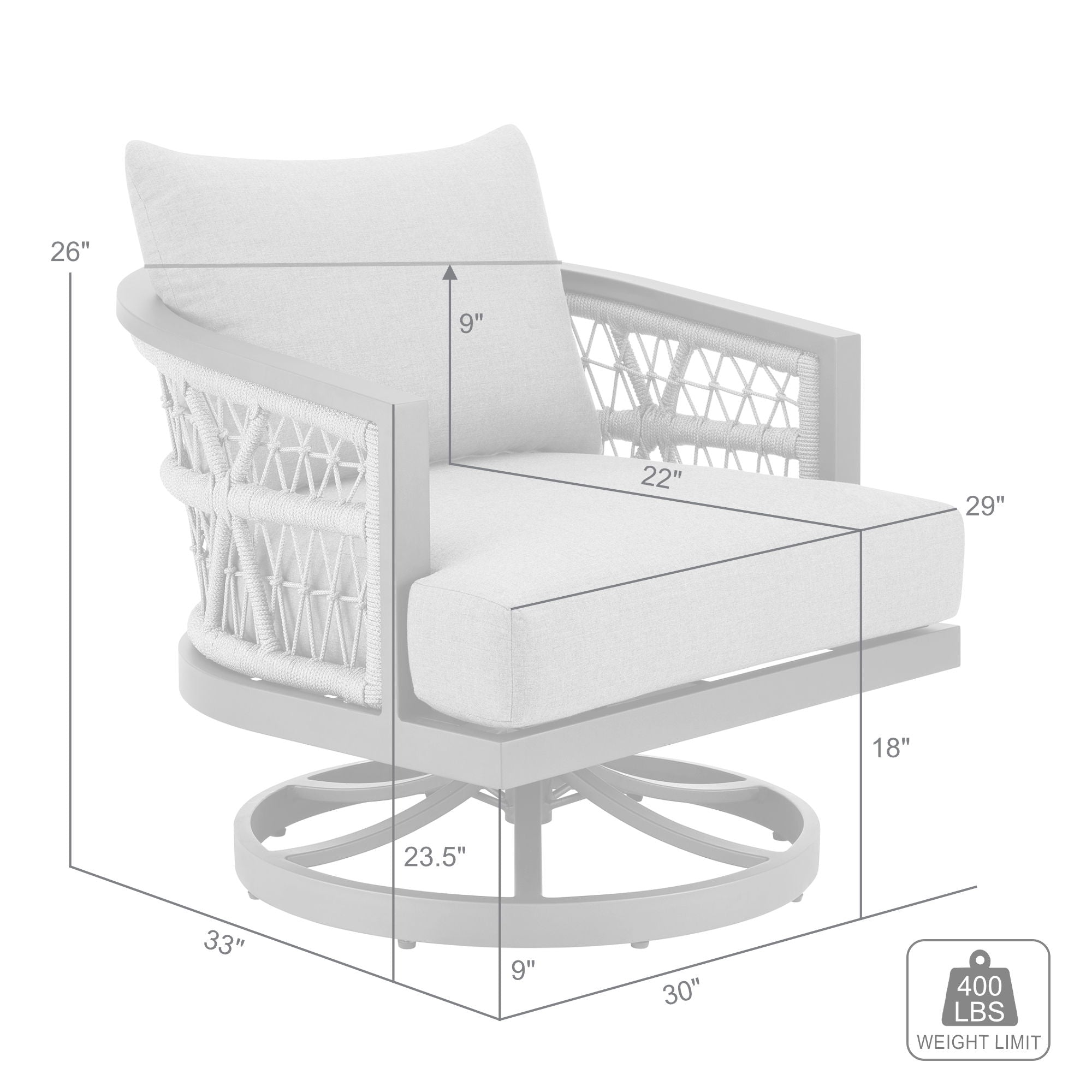 Zella - Outdoor Patio Swivel Armchair - Light Gray / Earl Gray
