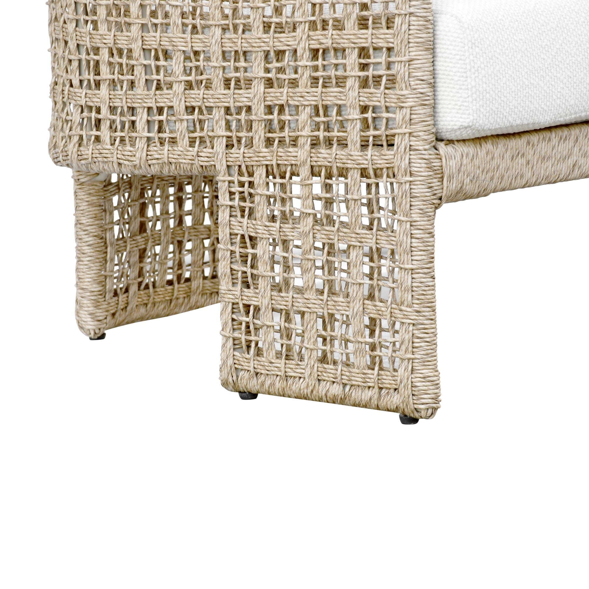 Driftbay - Outdoor Club Chair And Ottoman Set - White / Natural
