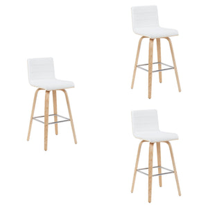Vienna - Modern Swivel Bar Height Stool - Patterned Oak Wood Frame