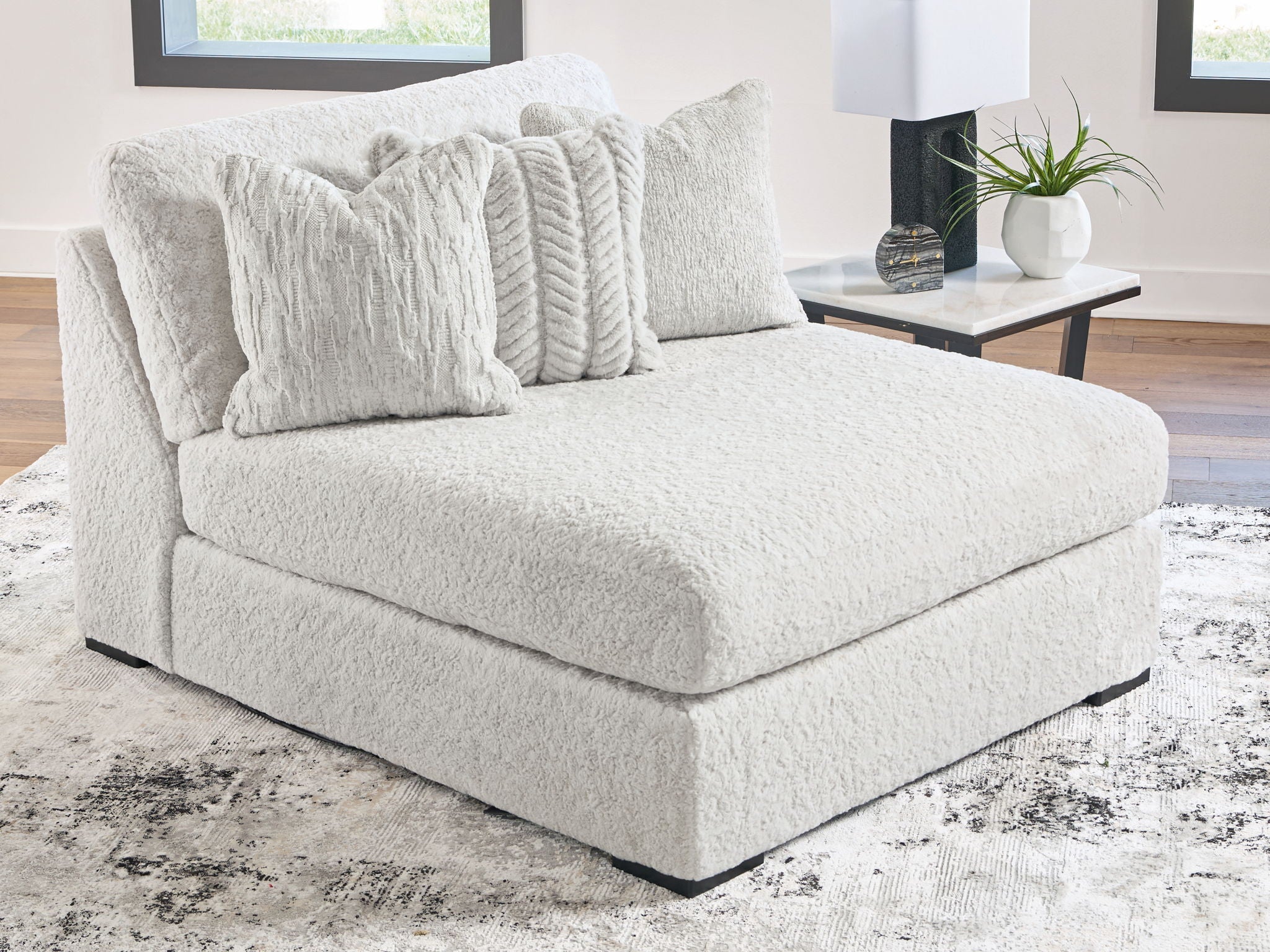 Cuddle Plush - Oversized Armless Chaise - Arctic