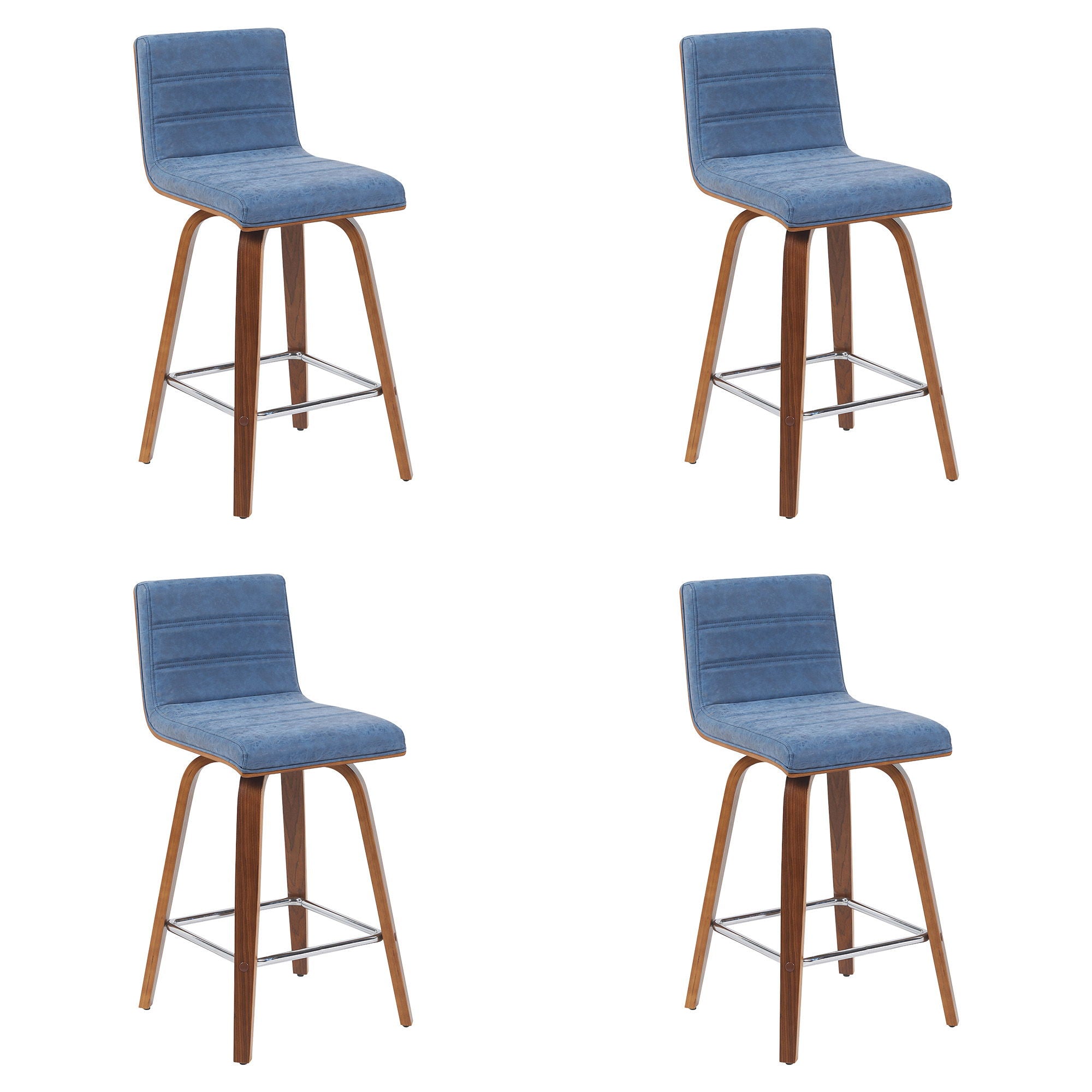 Vienna - Modern Counter Height Swivel Bar Stool - Walnut Finished Wood Frame