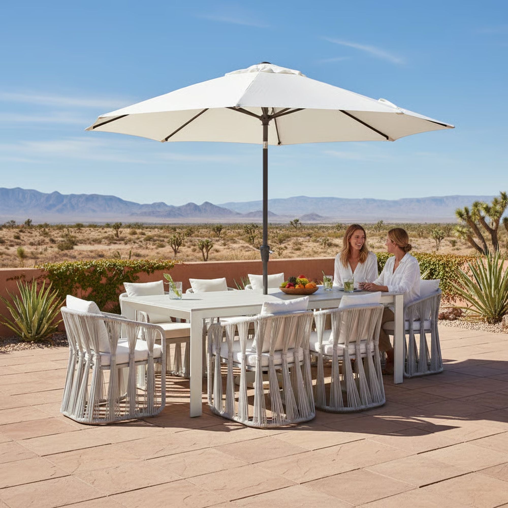 Breeze - Powder Coated Rectangle Metal Outdoor Dining Set With Cushions