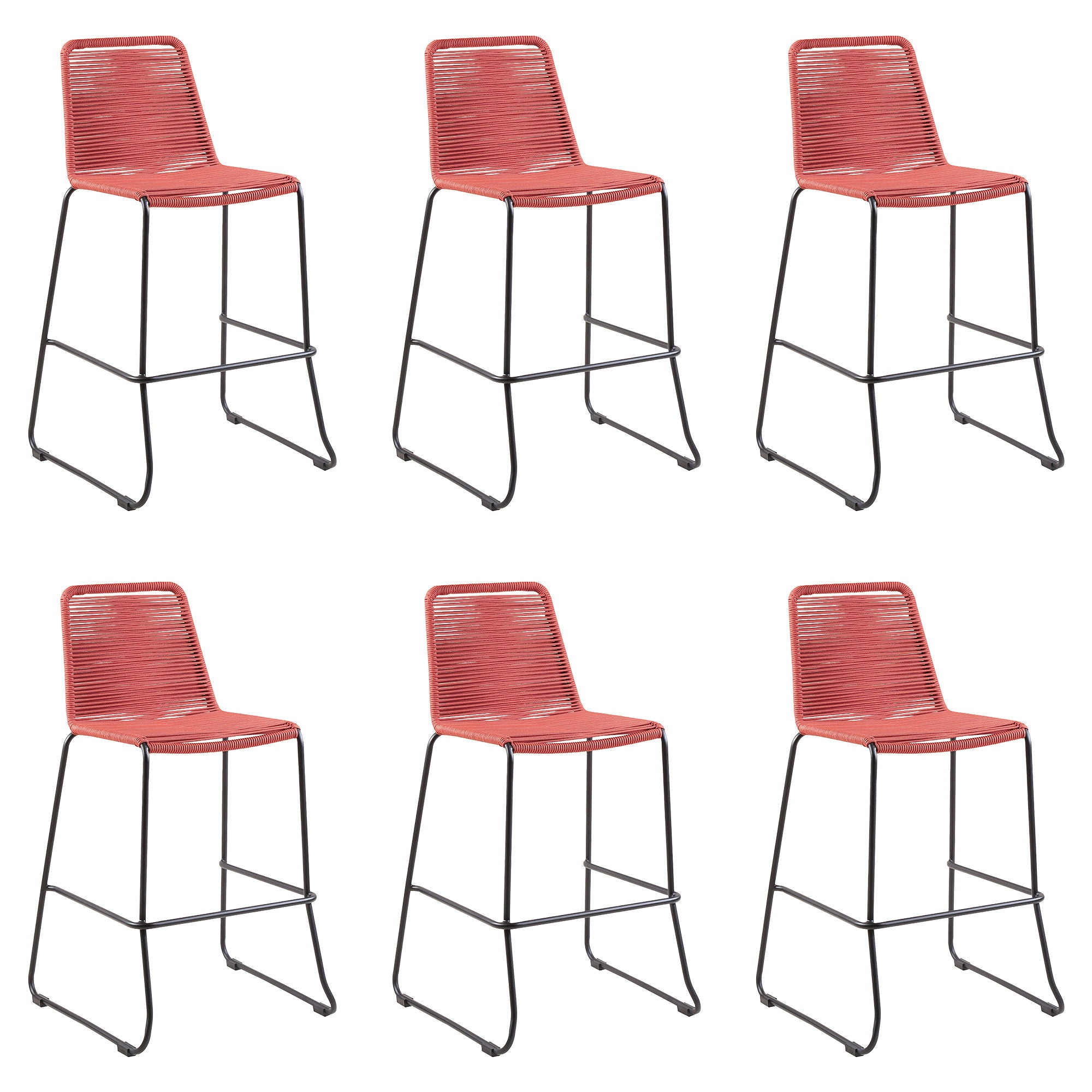 Shasta - 30" Outdoor Metal And Rope Stackable Barstool