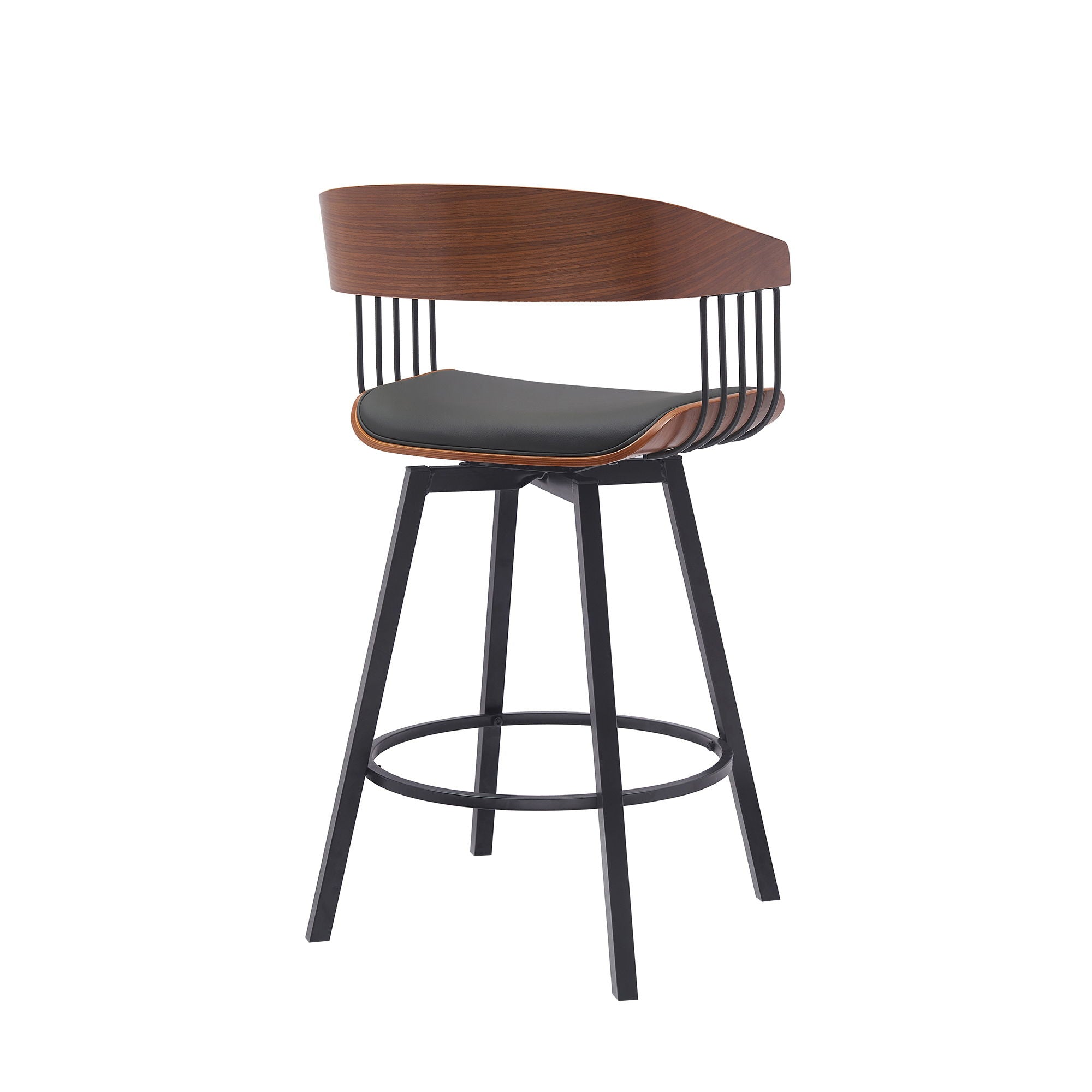 Athena - 27" Swivel Walnut Counter Stool - Black