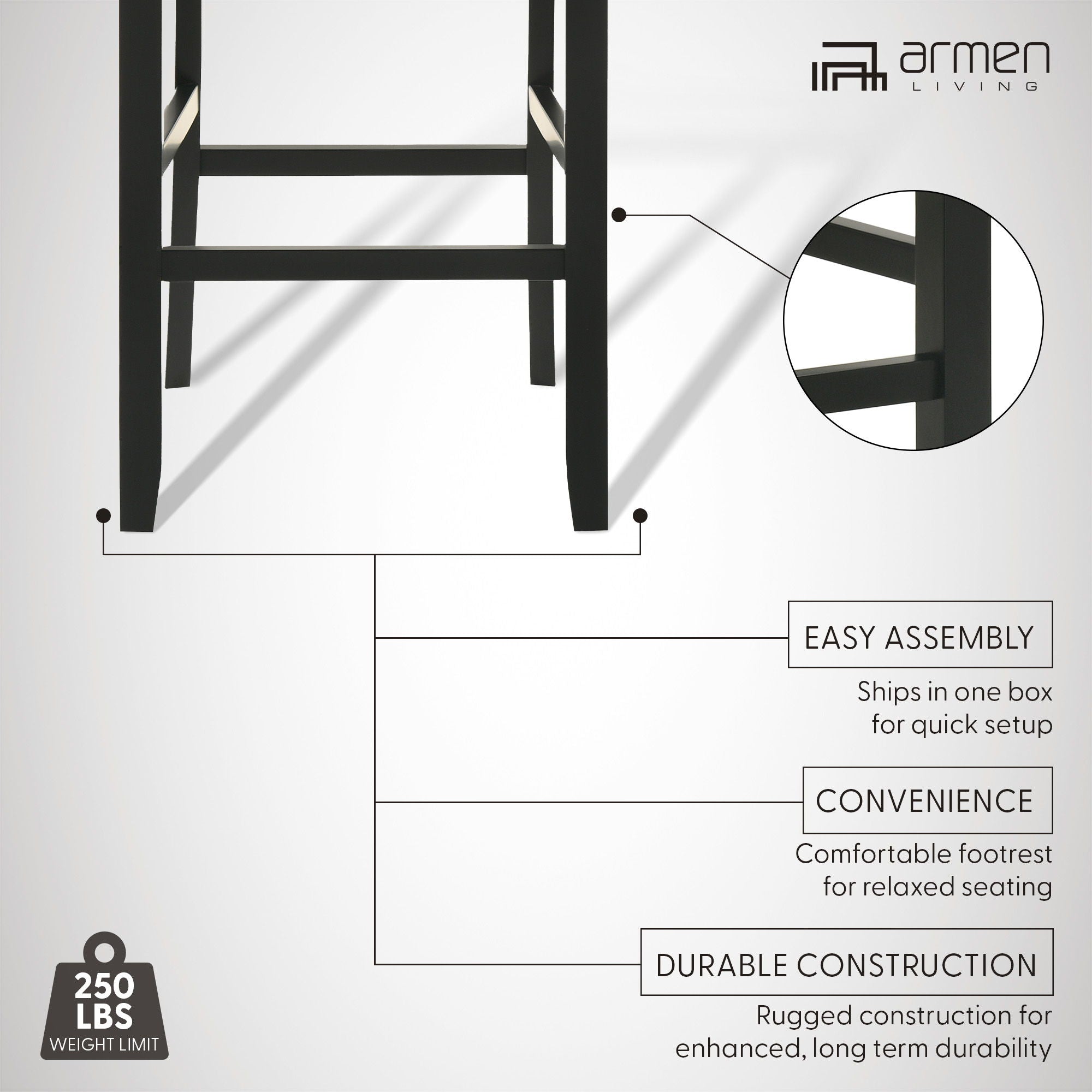 Ren - 26" Counter Height Rubberwood Barstool