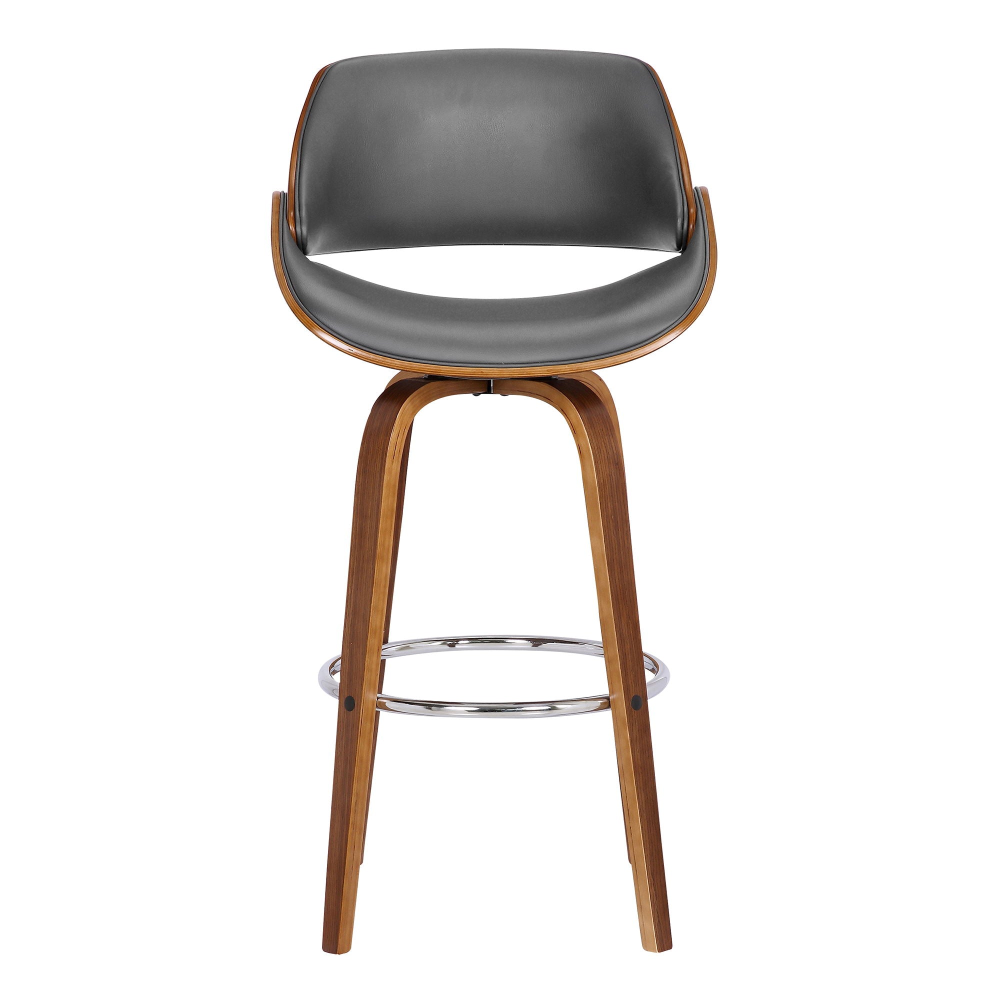 Mona - 26" Counter Height Swivel Bar Stool - Gray / Walnut