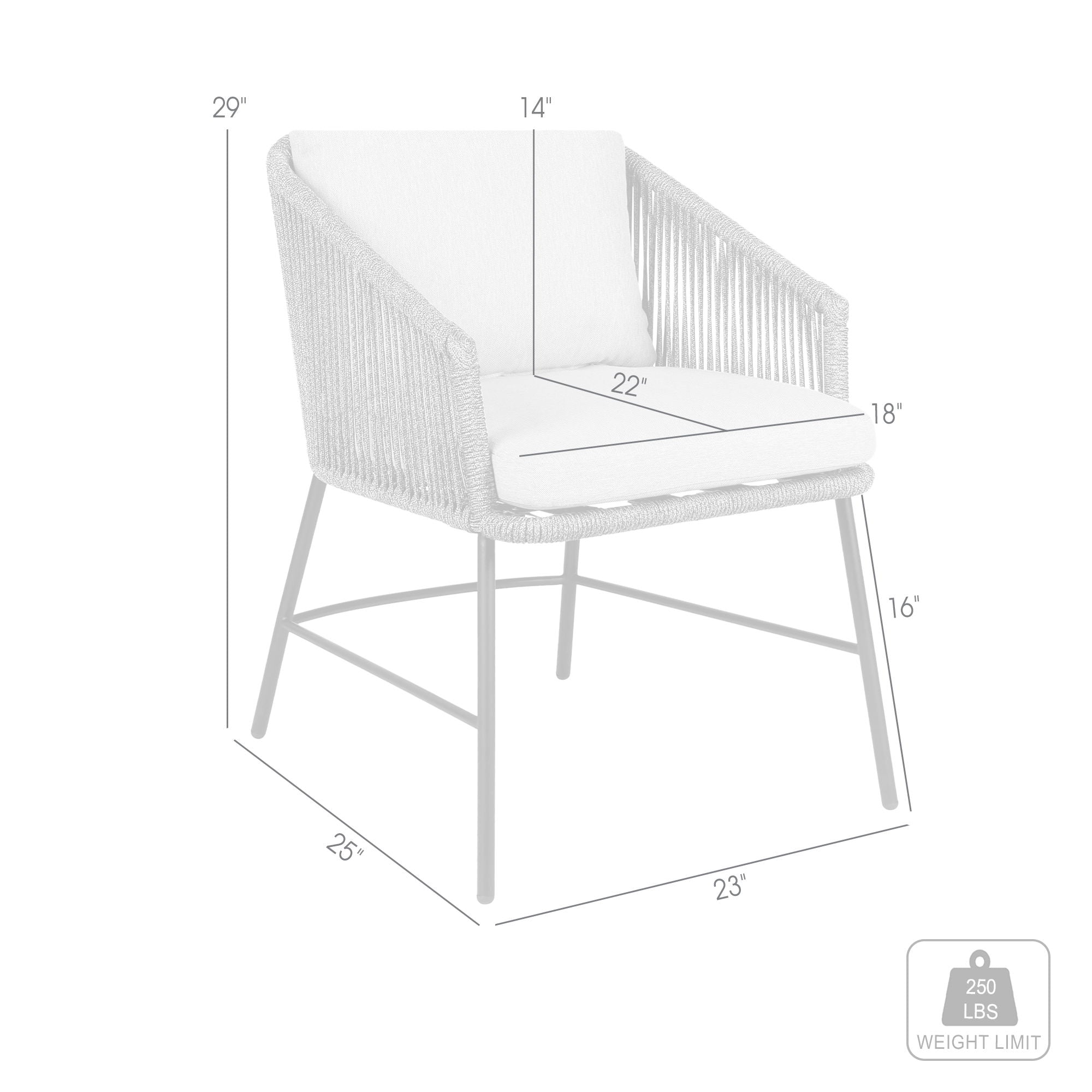 Calica - Outdoor Patio Dining Chair - Black Metal And Gray Rope