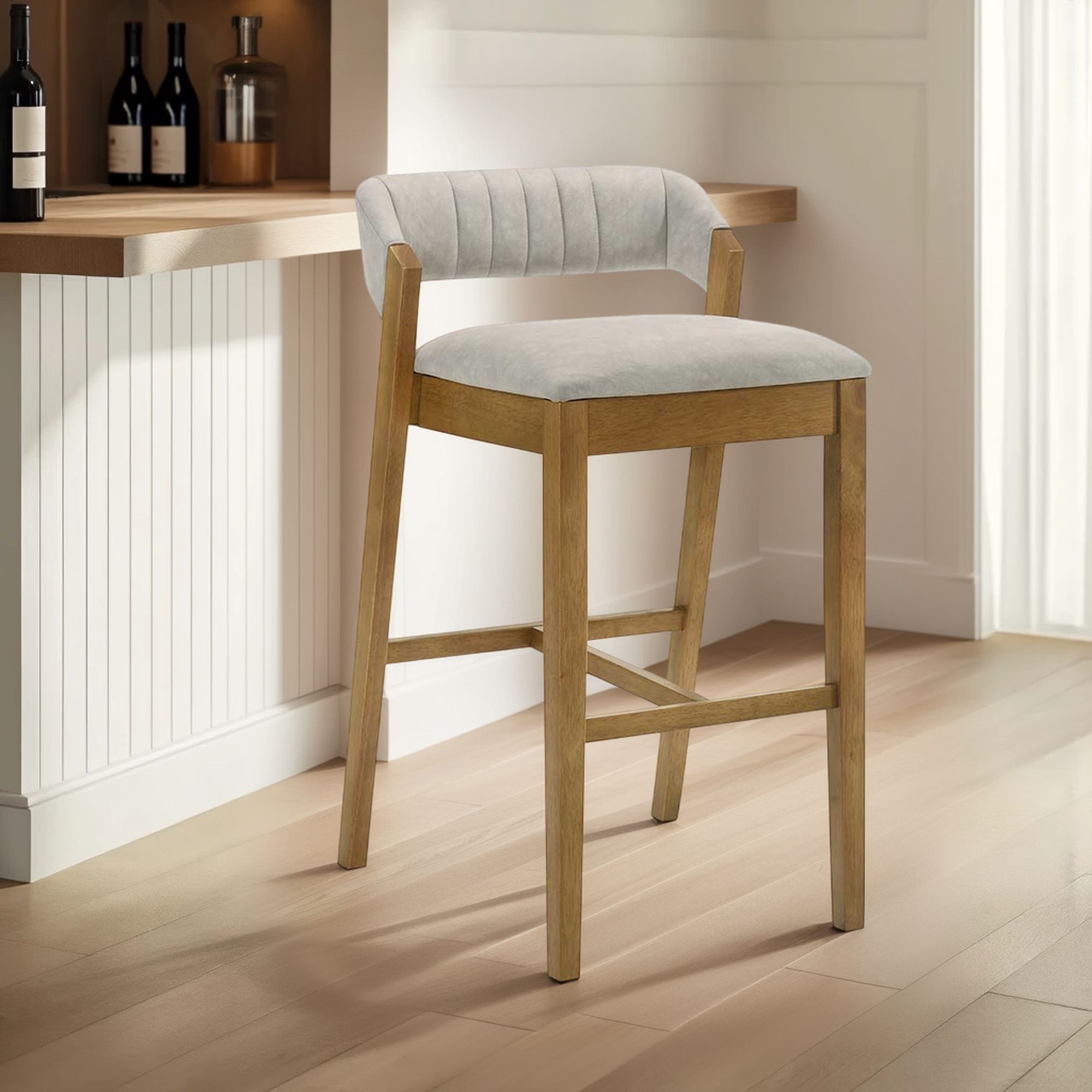 Landyn - 30" Amber Glow Bar Height Rubberwood Barstool