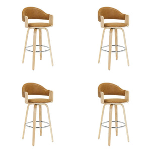 Daxton - Swivel Bar Height Round Back Wood Bar Stool With Faux Leather Seat