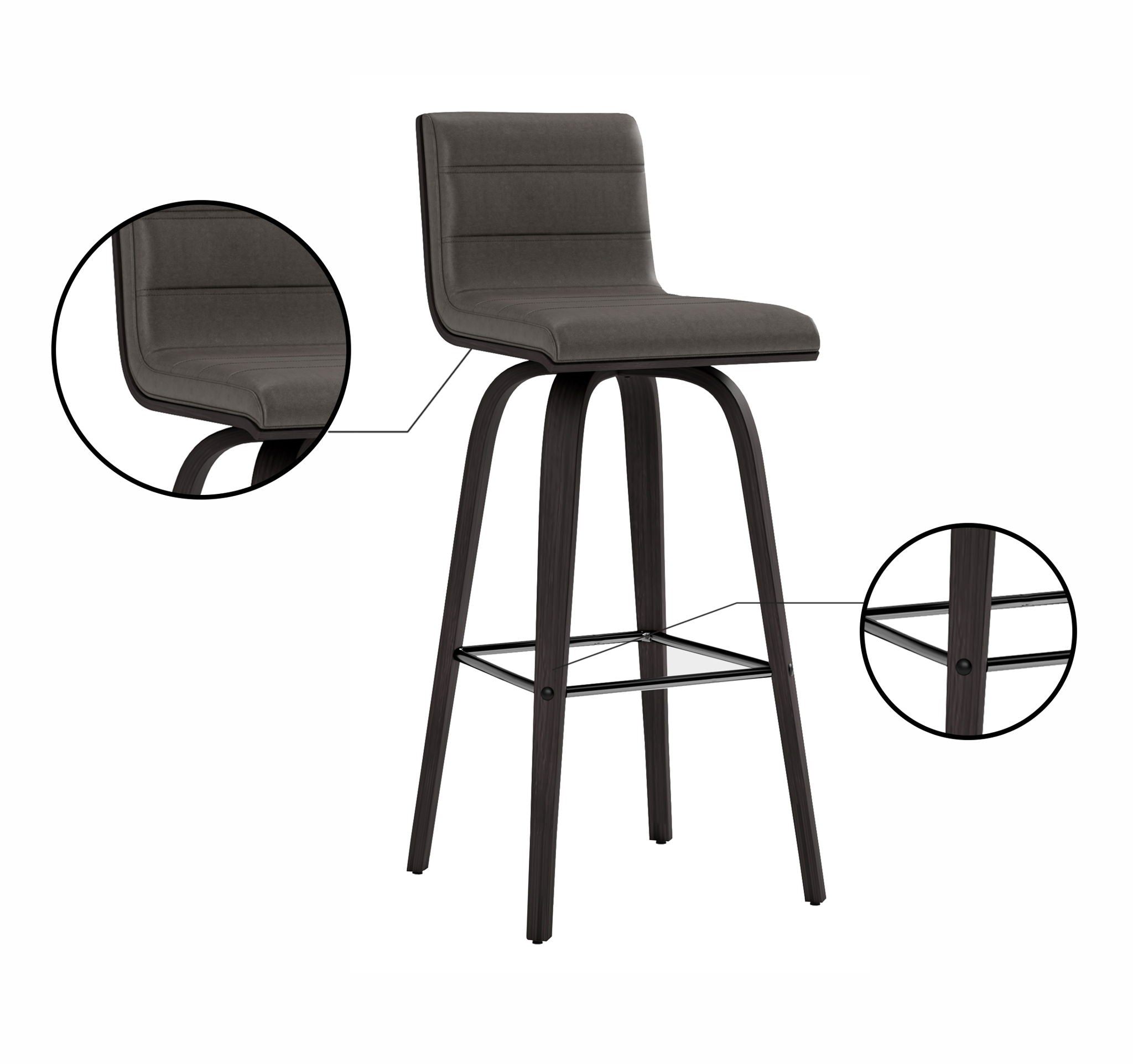 Vienna - 30" Swivel Bar Stool - Black Wood