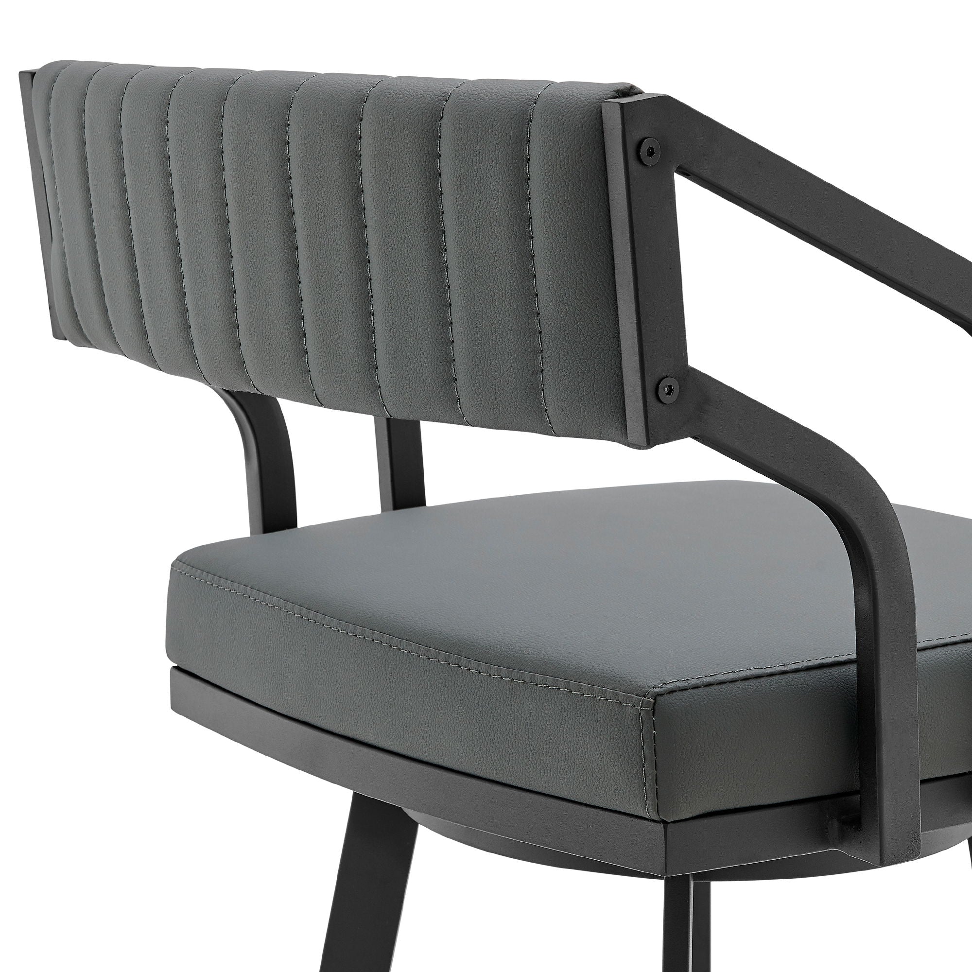 Scranton - 26" Swivel Modern Metal And Faux Leather Barstool - Slate Gray / Black