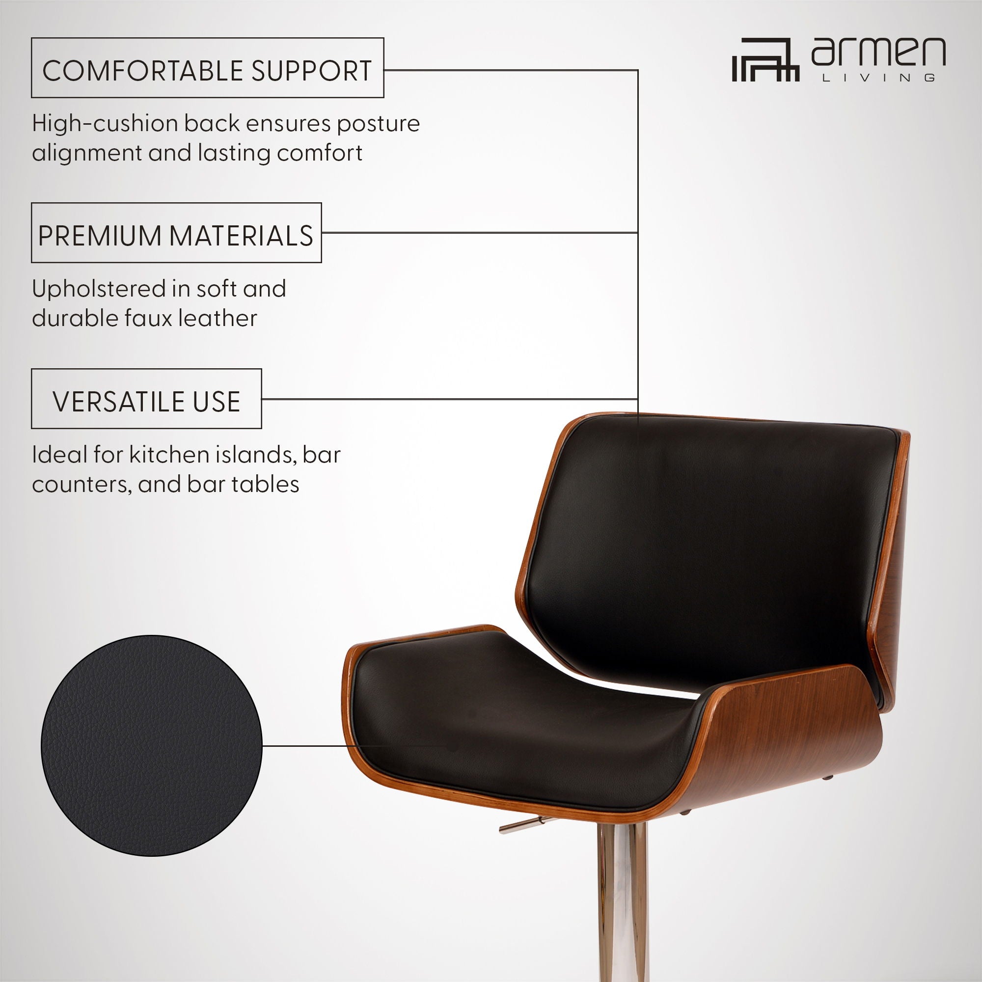 London - Adjustable Height Swivel Bar Stool