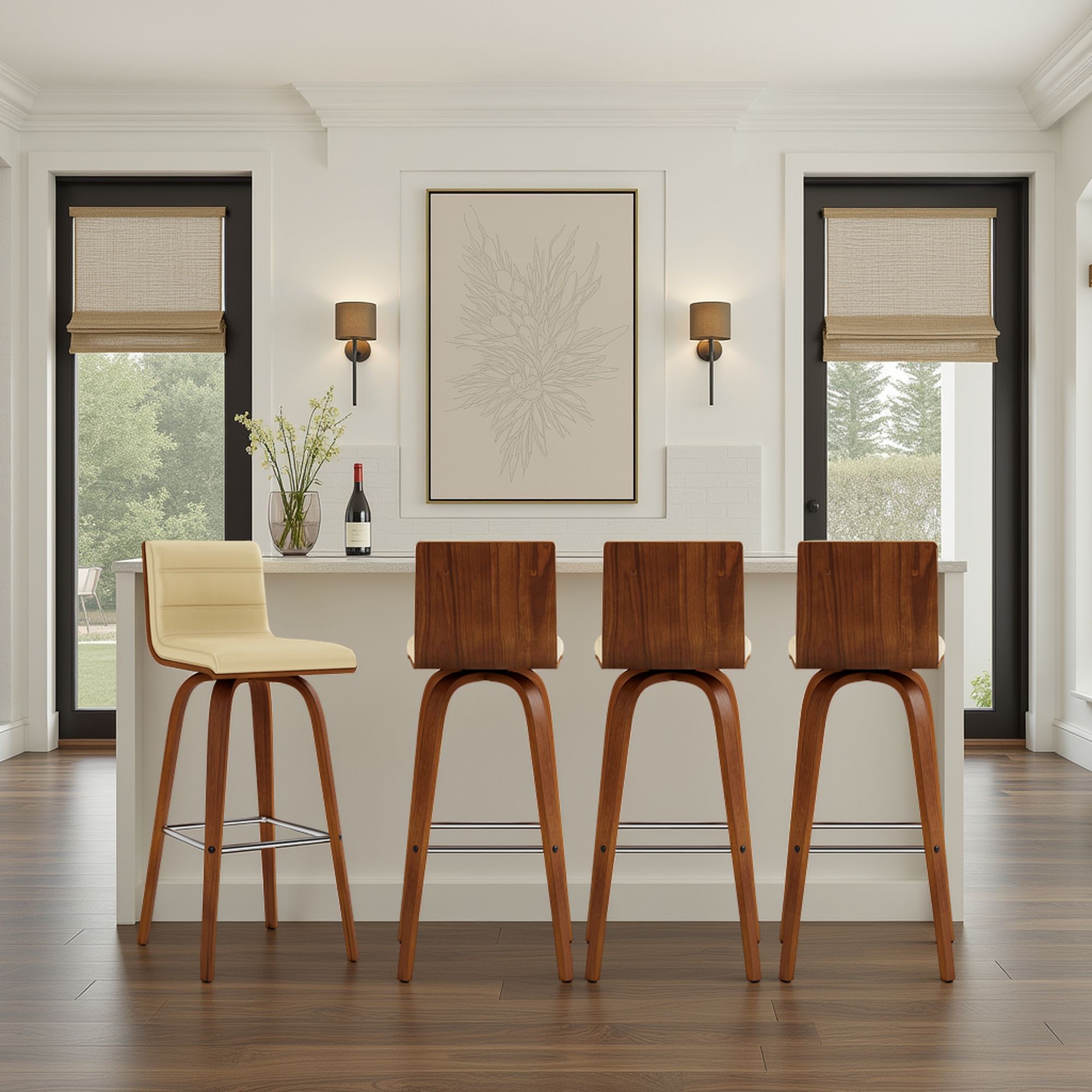 Vienna - 30" Swivel Bar Stool - Walnut Wood