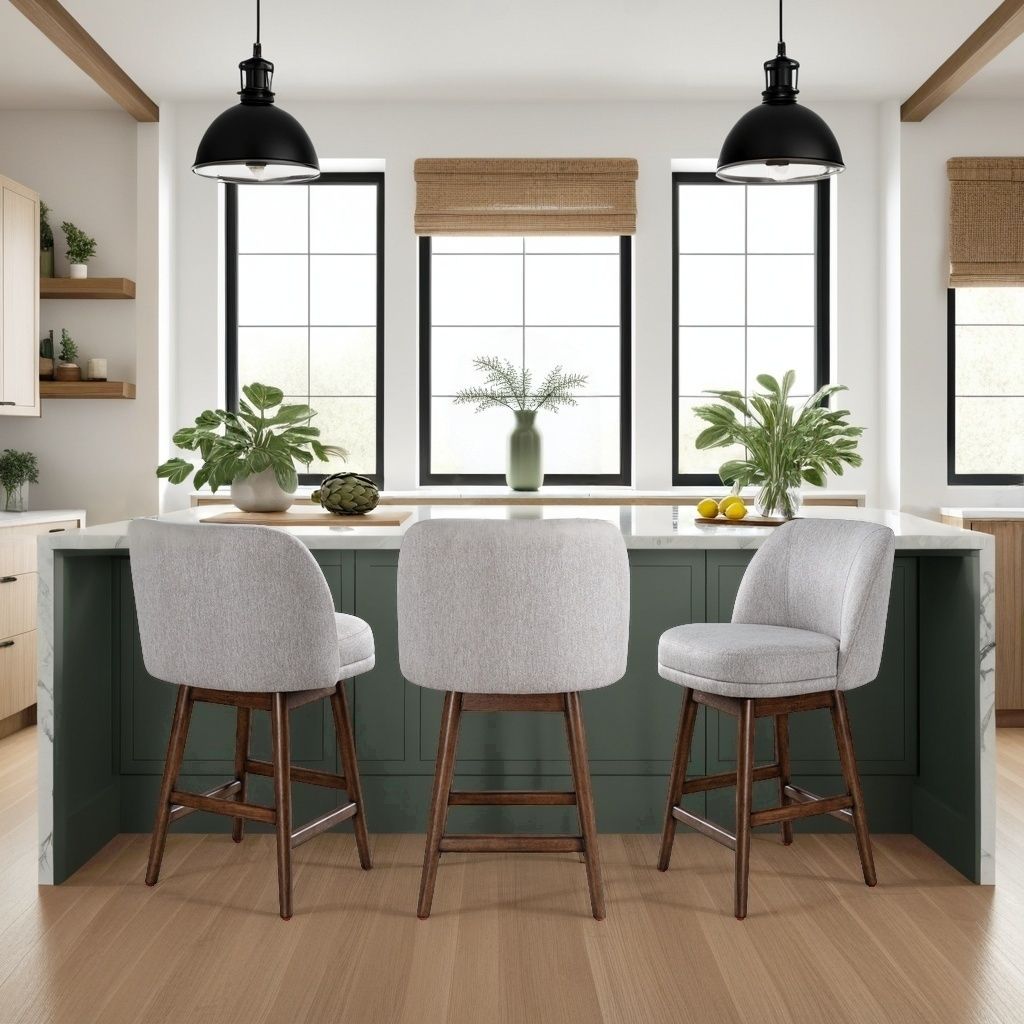 Sadie - Solid Wood Upholstered 26" Counter Height Swivel Barstool