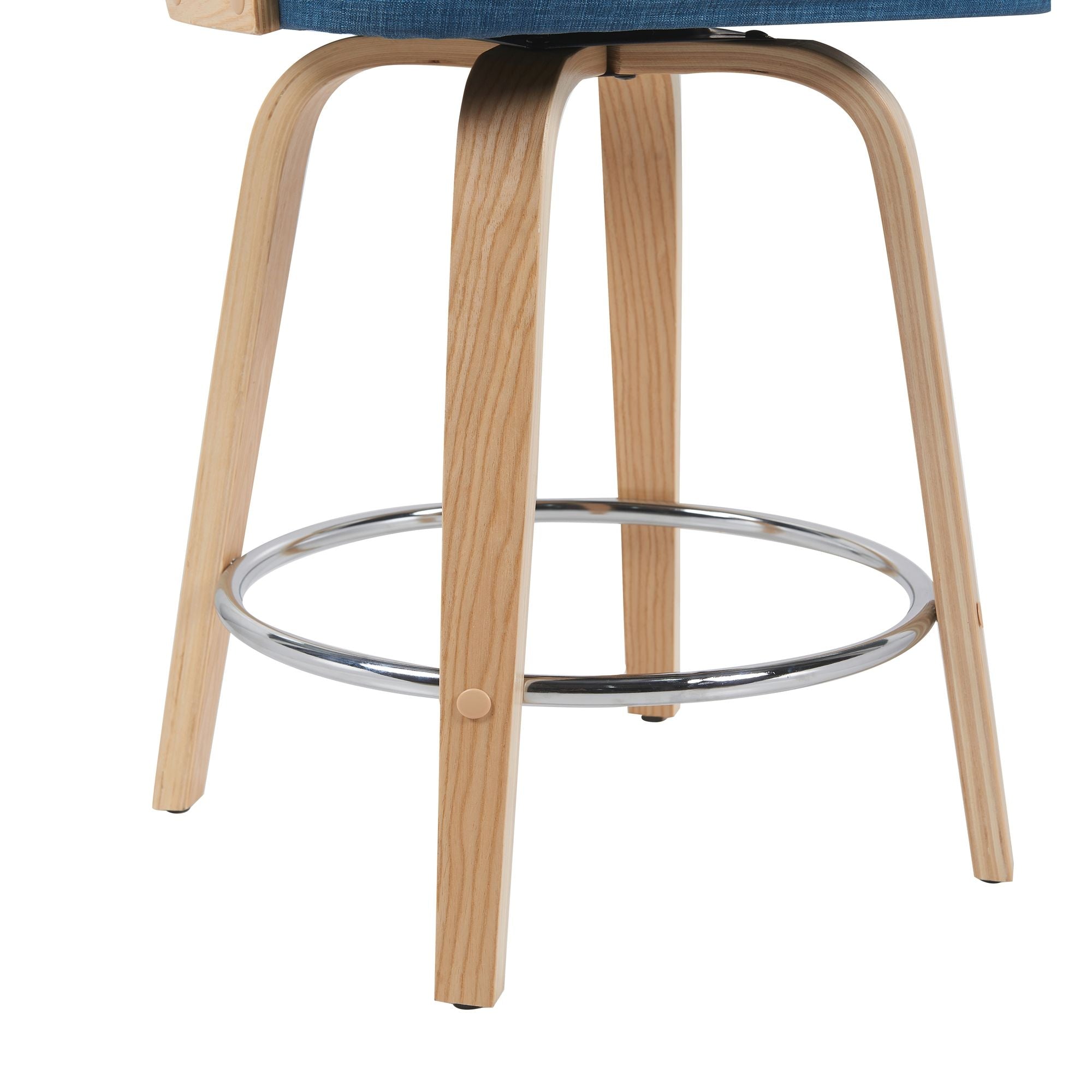 Sonia - Modern Swivel Counter Height Bar Stool - Patterned Oak Wood Finish