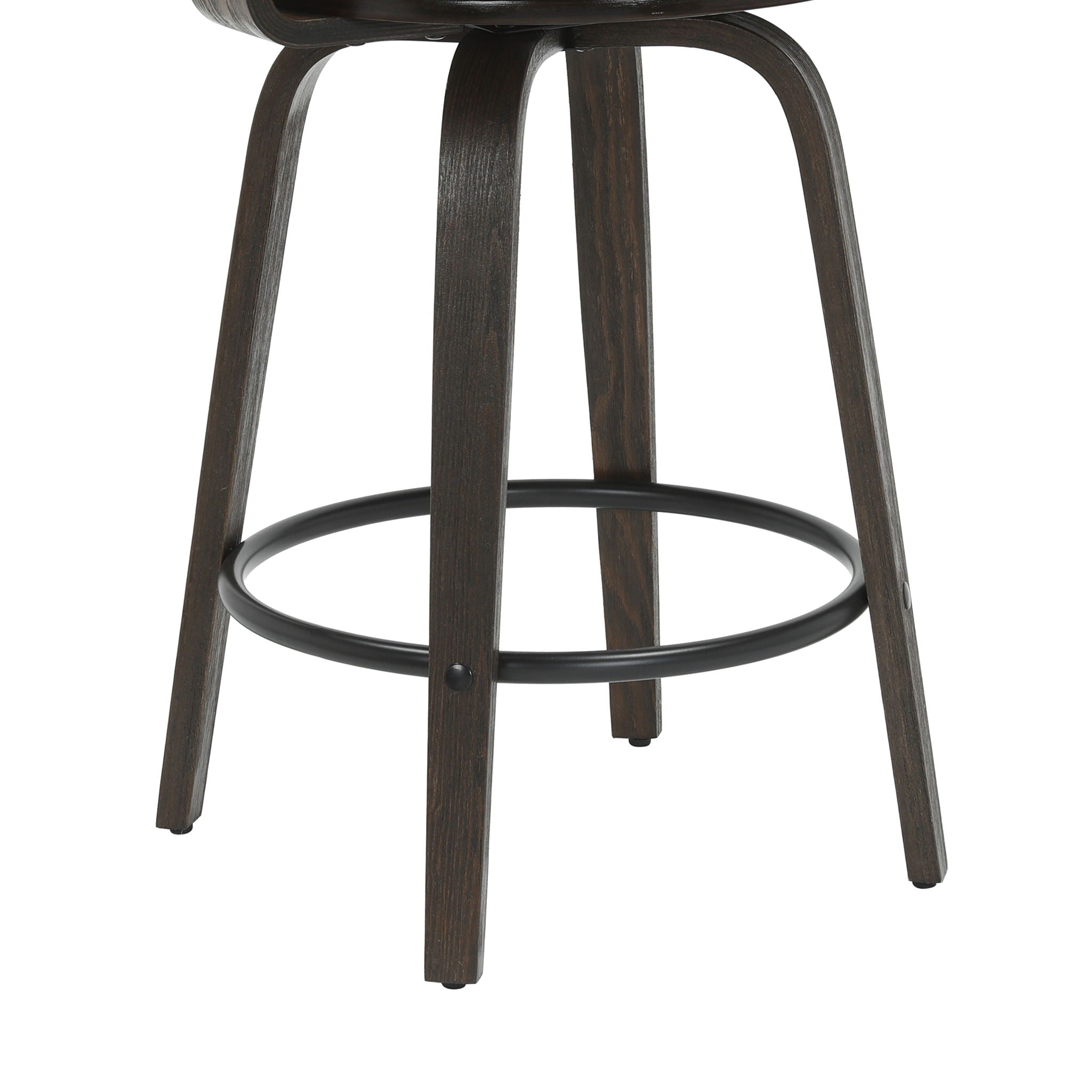 Daxton - Swivel Counter Height Round Back Wood Bar Stool With Faux Leather Seat