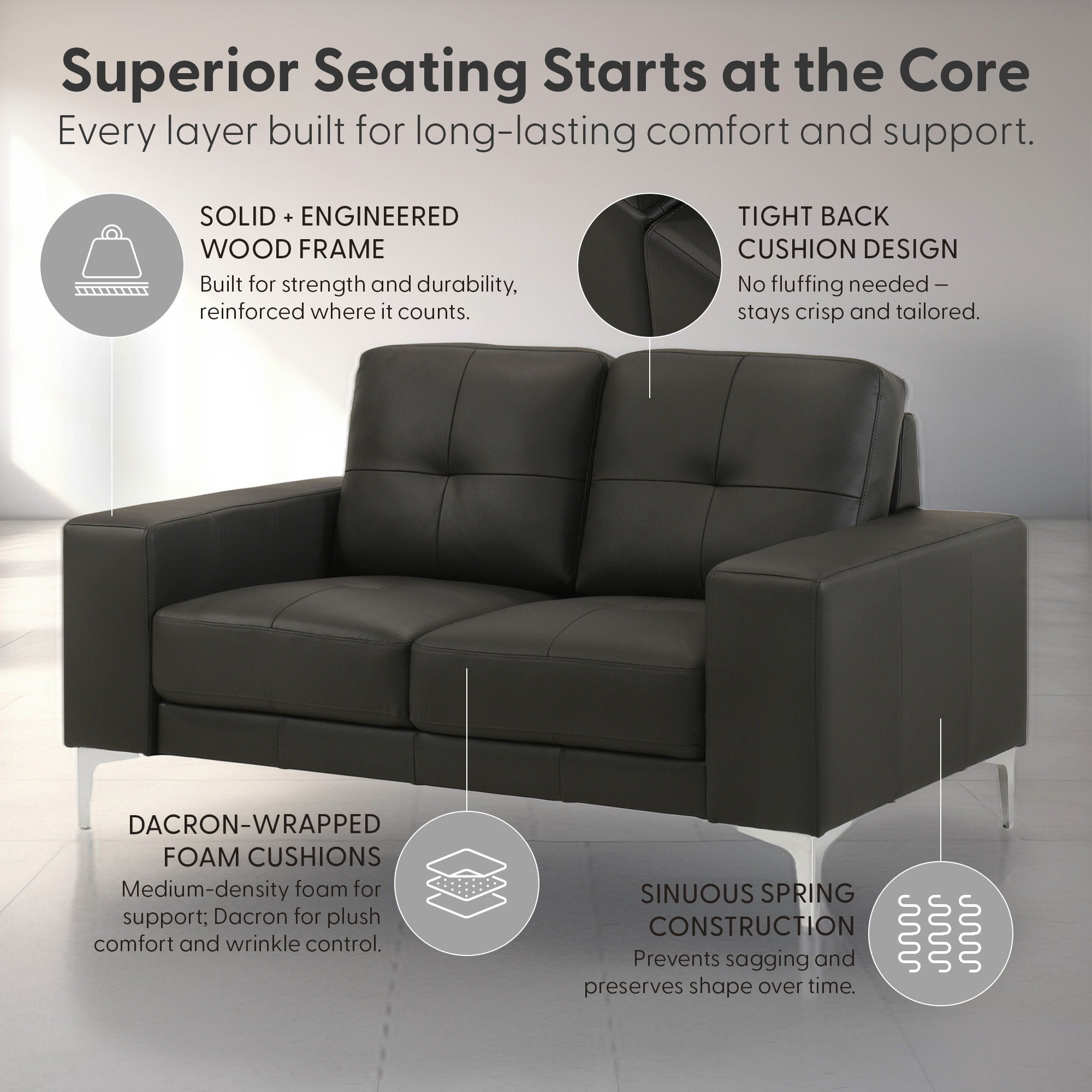 Faelin - Leather Loveseat With Tufted Back
