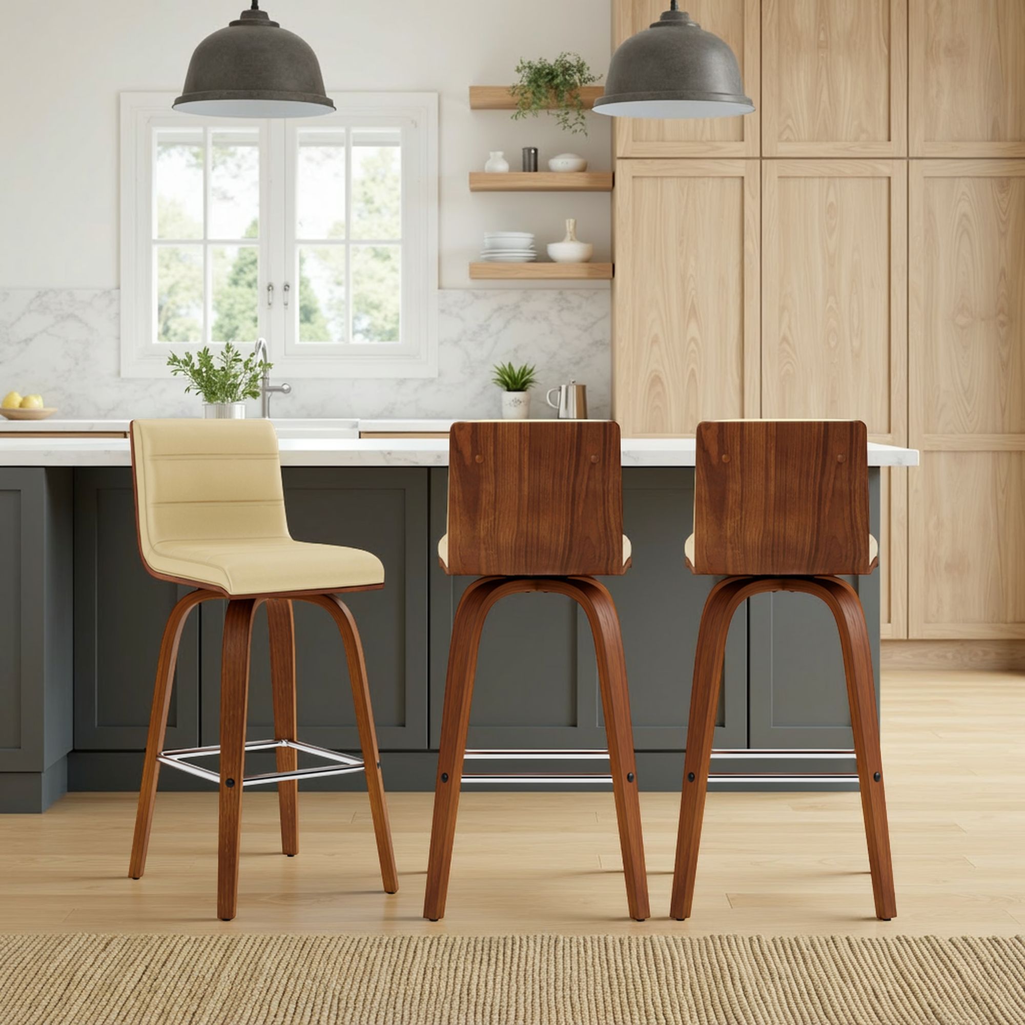 Vienna - 26" Swivel Counter Stool - Walnut Wood