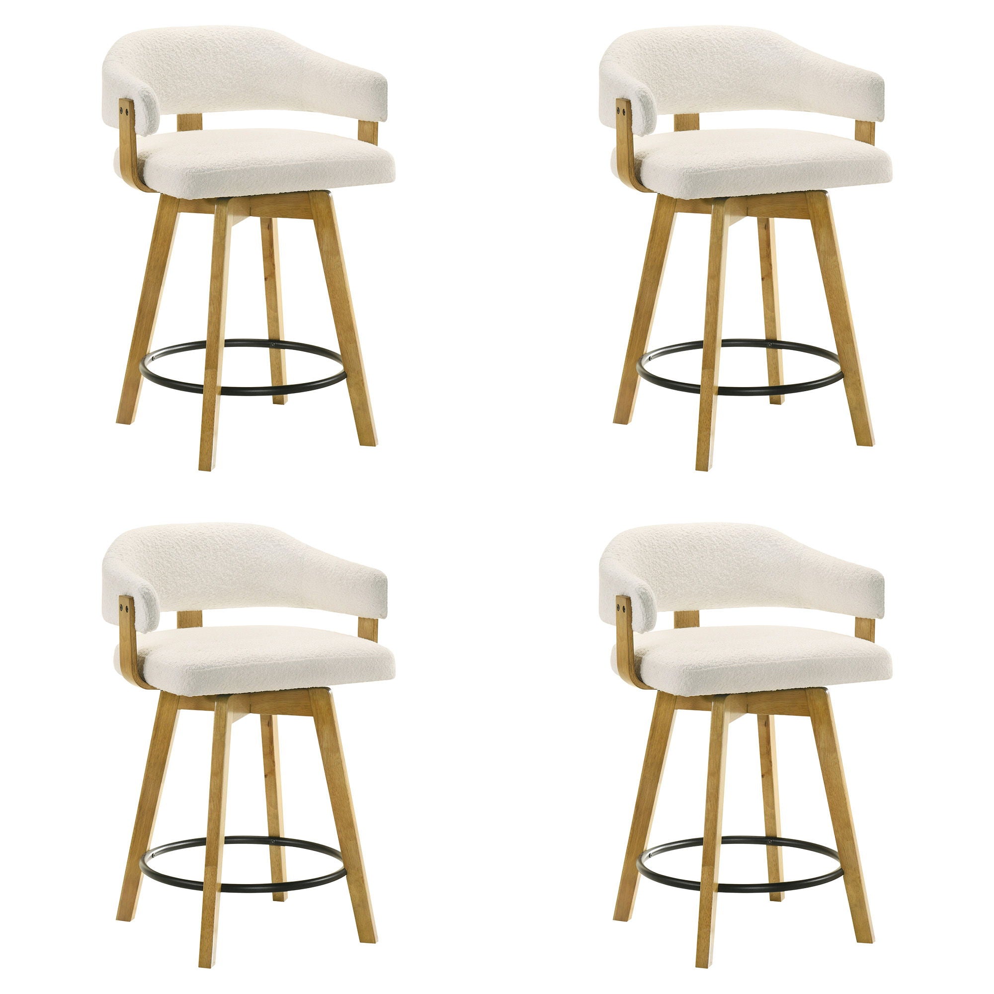 Callah - Contemporary Natural Wood Counter Height Kitchen Bar Stool