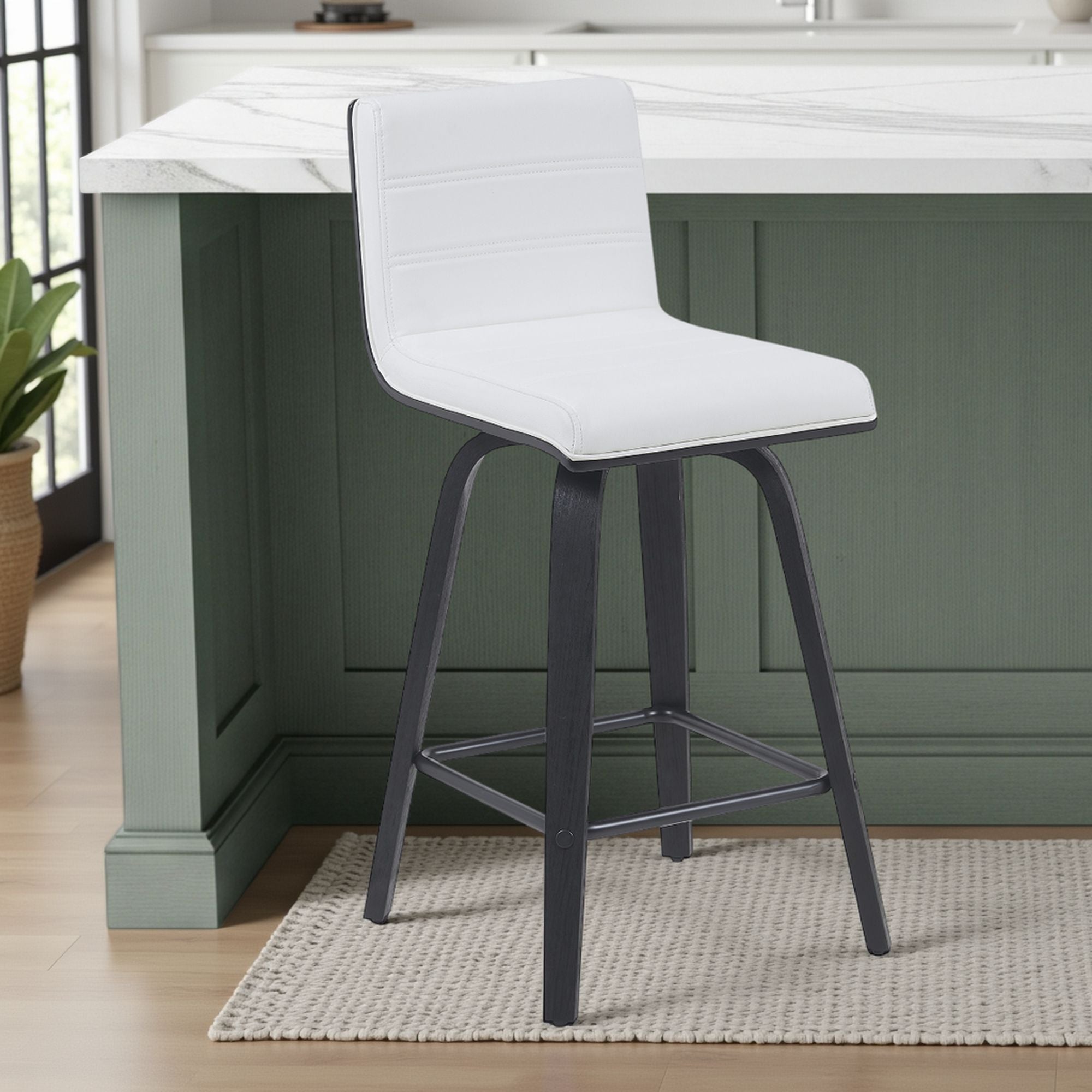 Vienna - Modern Counter Height Swivel Bar Stool - Black Brushed Wood Frame