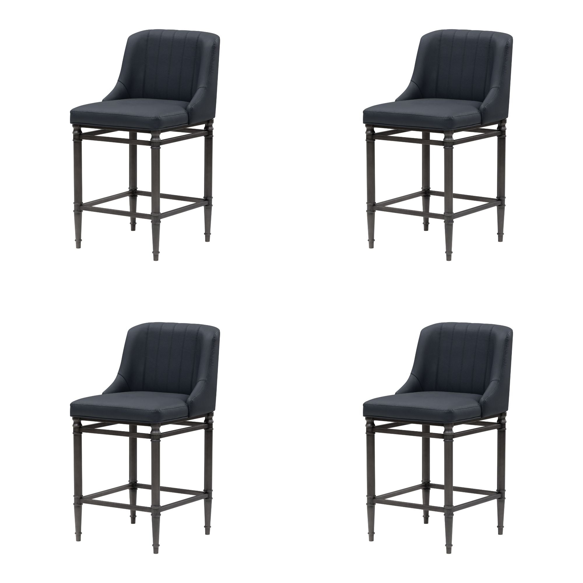 Marvin - Steel Frame Faux Leather Upholstered Counter Height Barstool