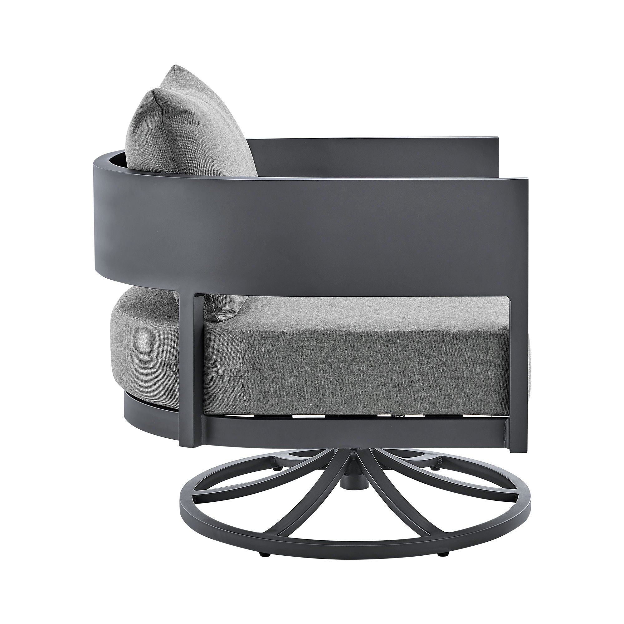 Argiope - Outdoor Patio Swivel Rocking Chair - Gray Aluminum With Cushions