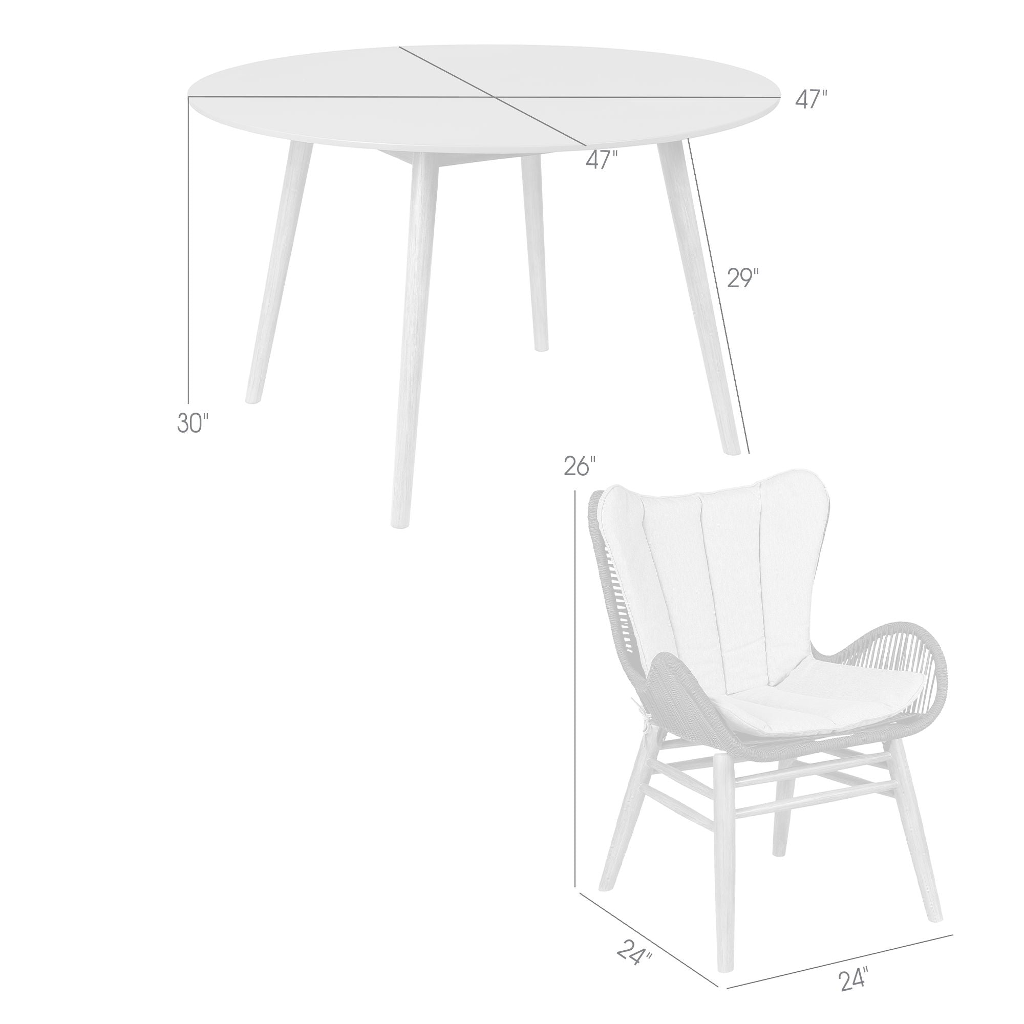 Kylie And Mateo - 5 Piece Outdoor Patio Dining Set And Cushions - Light Eucalyptus / Charcoal