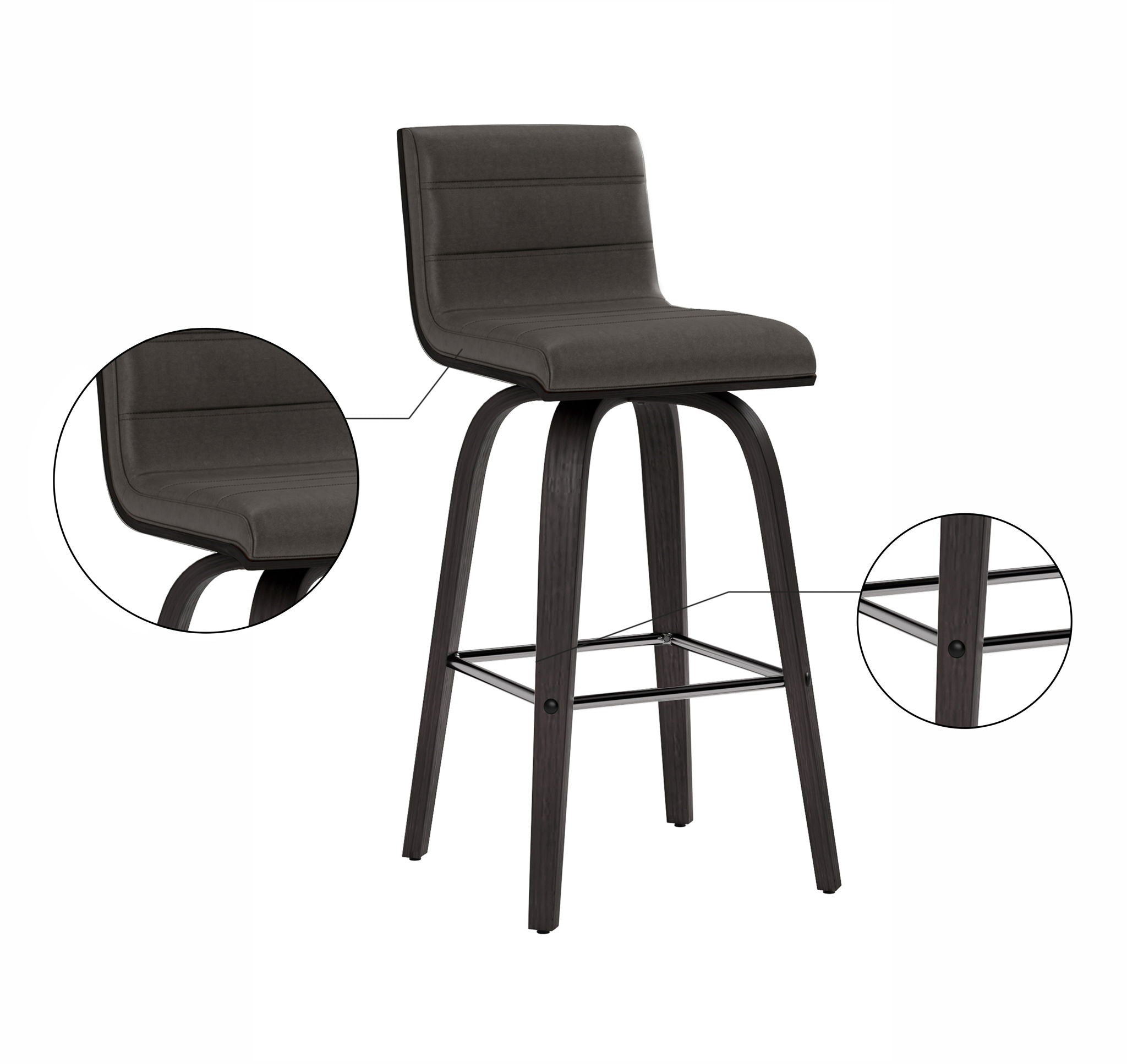 Vienna - 26" Swivel Counter Stool - Black Wood