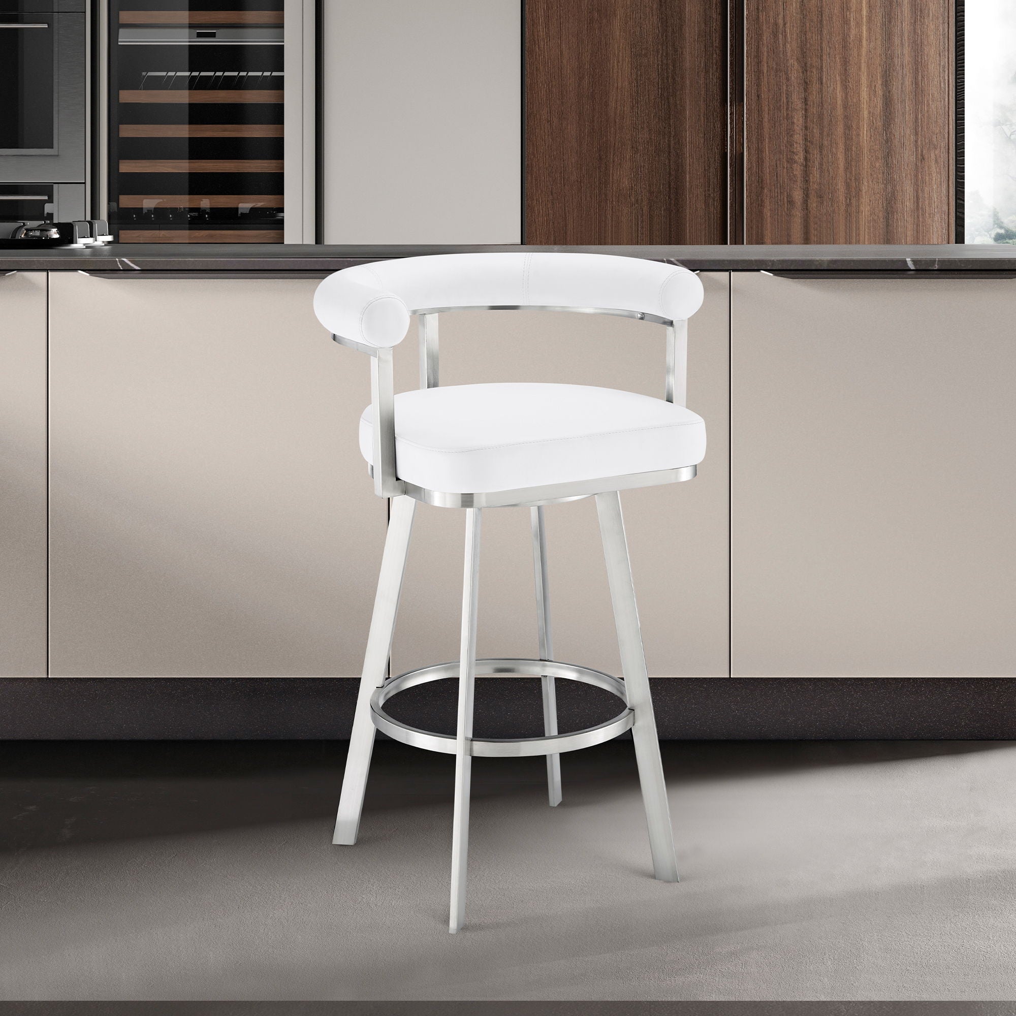 Nolagam - Swivel Bar Stool - Brushed Stainless Steel