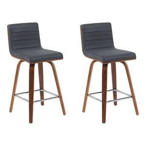 Vienna - Modern Counter Height Swivel Bar Stool - Walnut Finished Wood Frame
