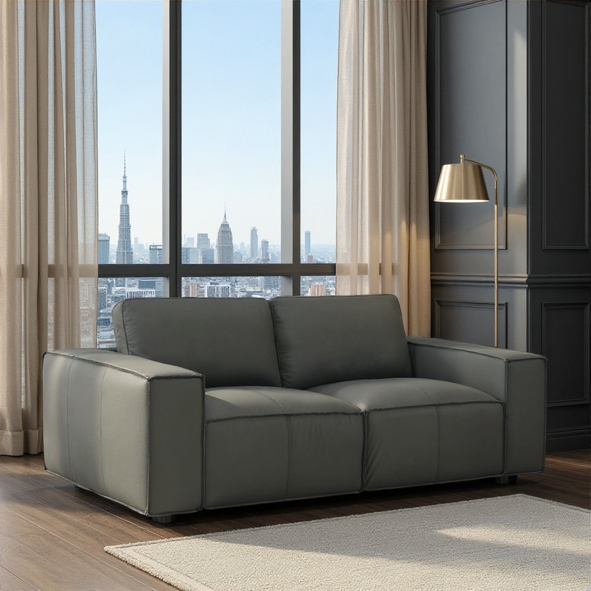 Clayton - Leather Loveseat With Track Arms