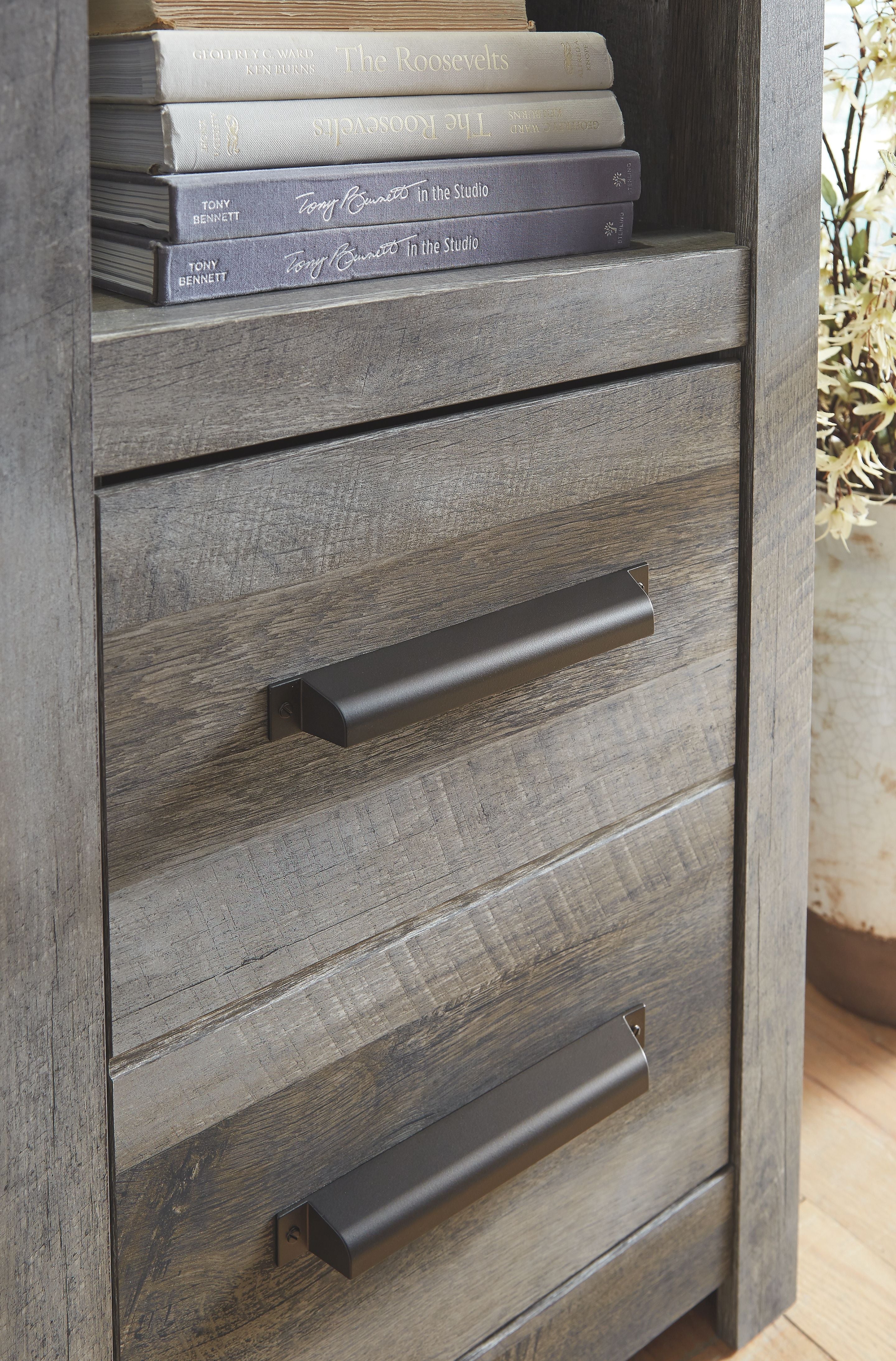Wynnlow - Pier - Two Drawers & Two Shelves - Gray Dark