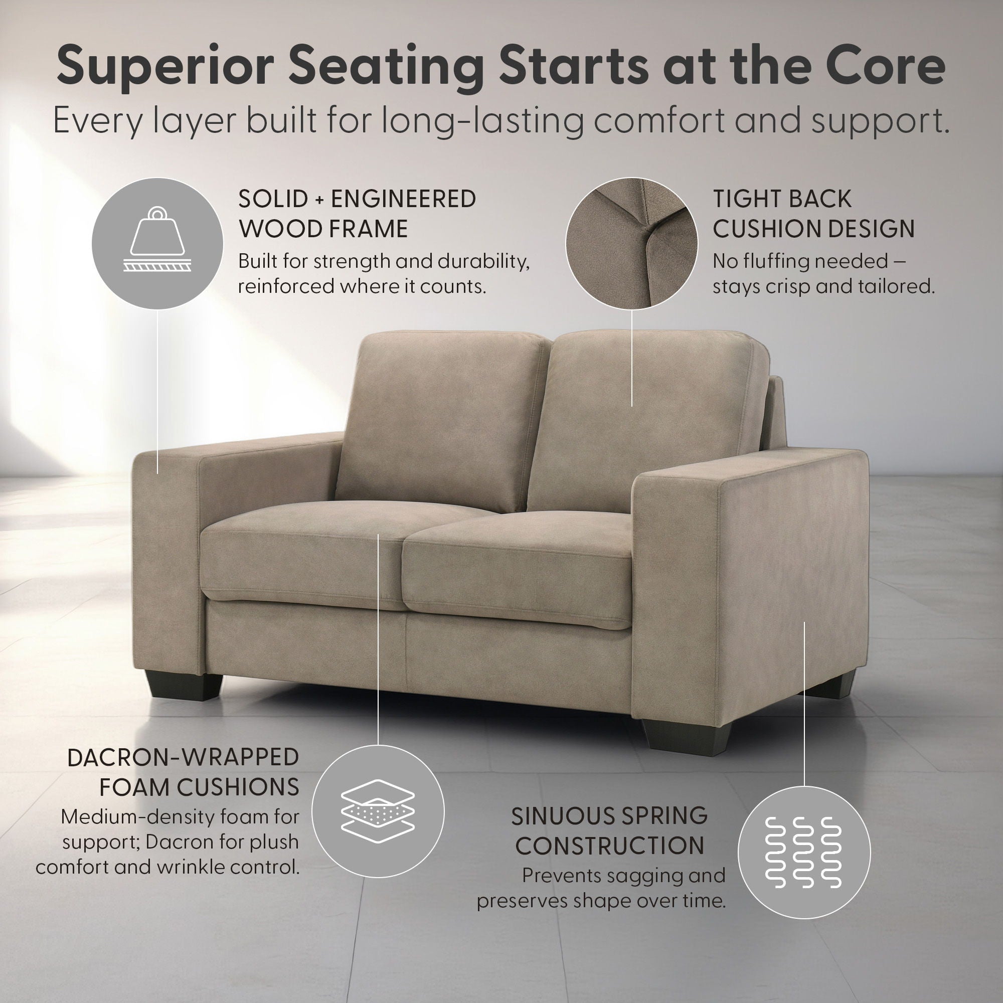Yvonne - Fabric Loveseat With Track Arms
