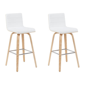 Vienna - Modern Swivel Bar Height Stool - Patterned Oak Wood Frame
