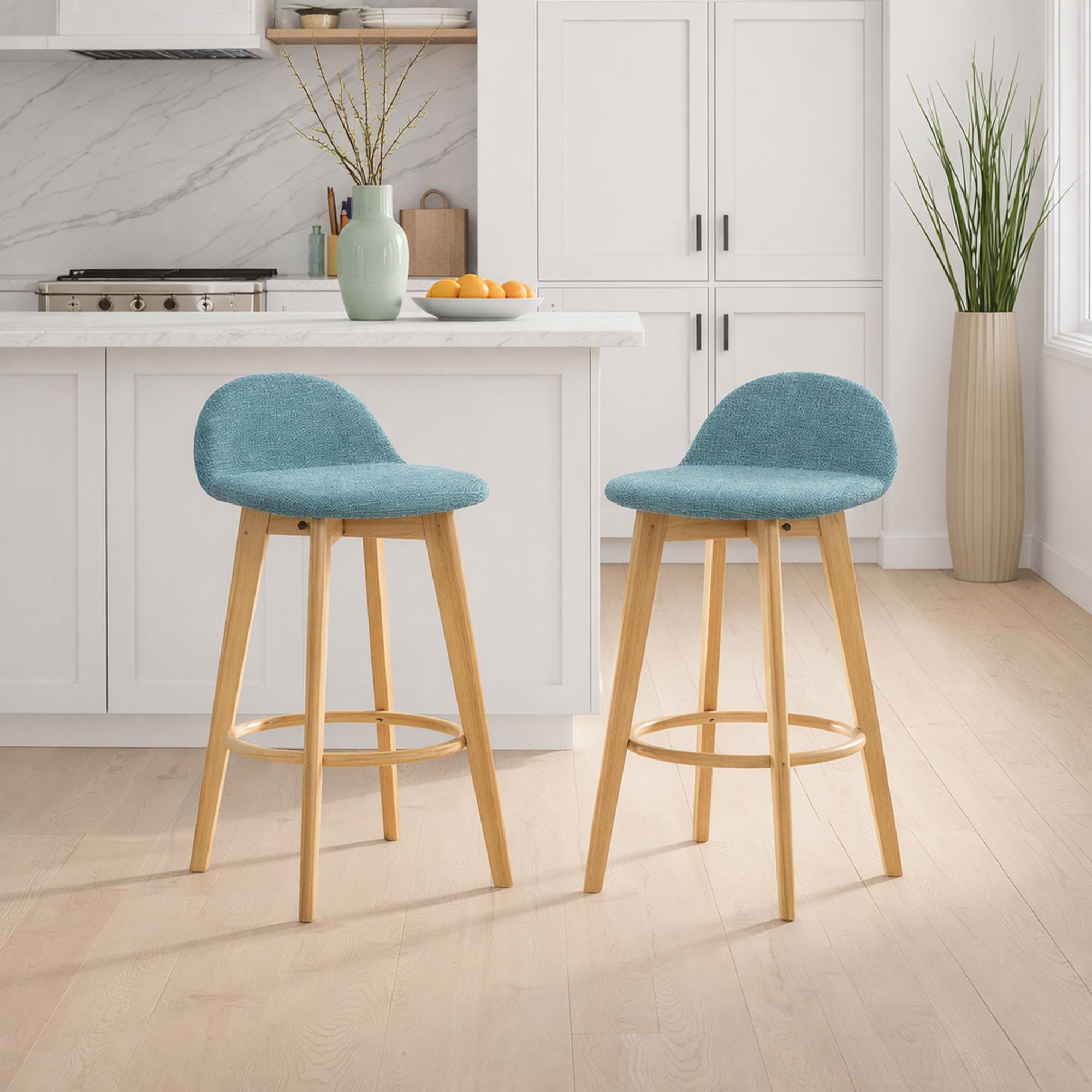 Vera - Upholstered Wood Counter Height Barstool