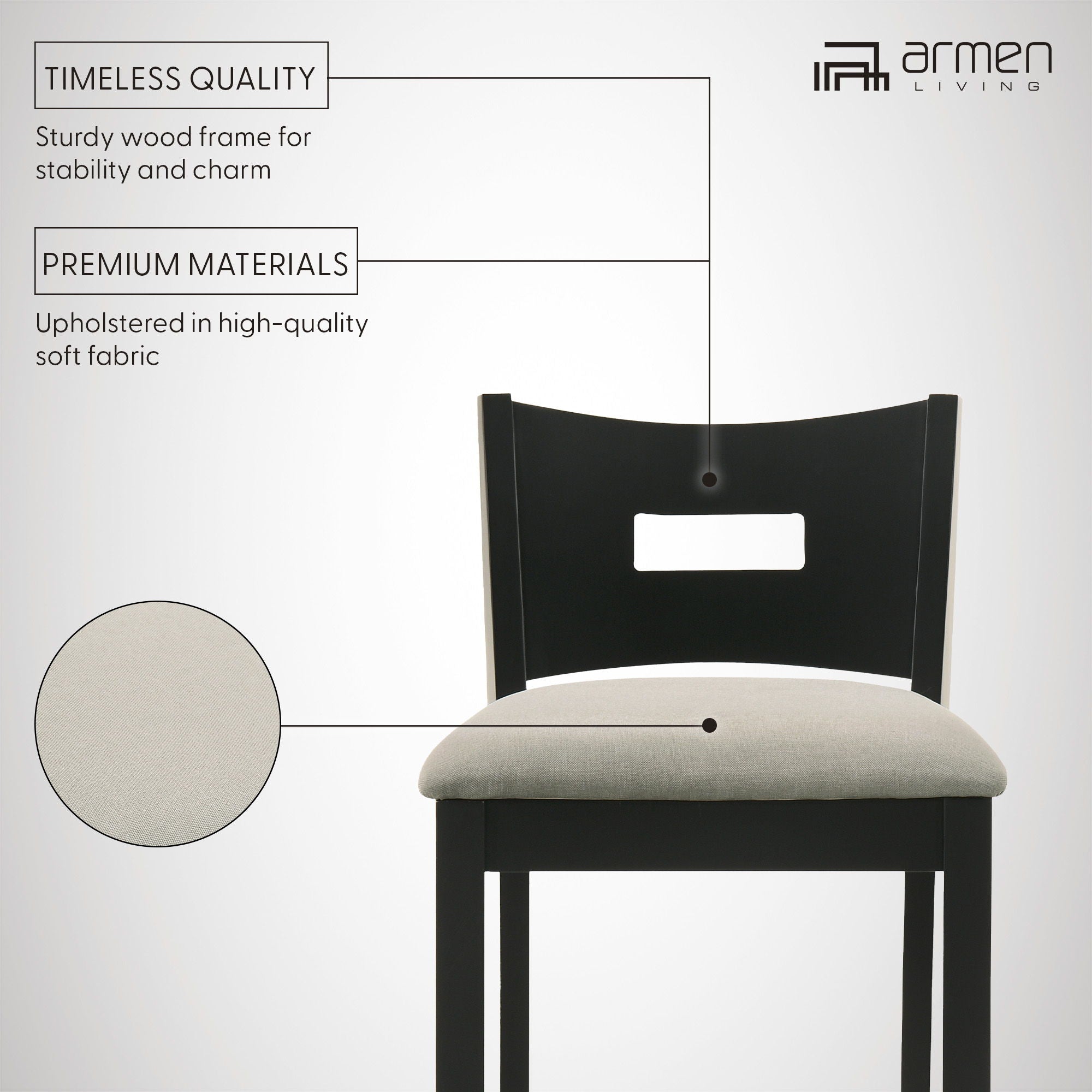 Ren - 26" Counter Height Rubberwood Barstool
