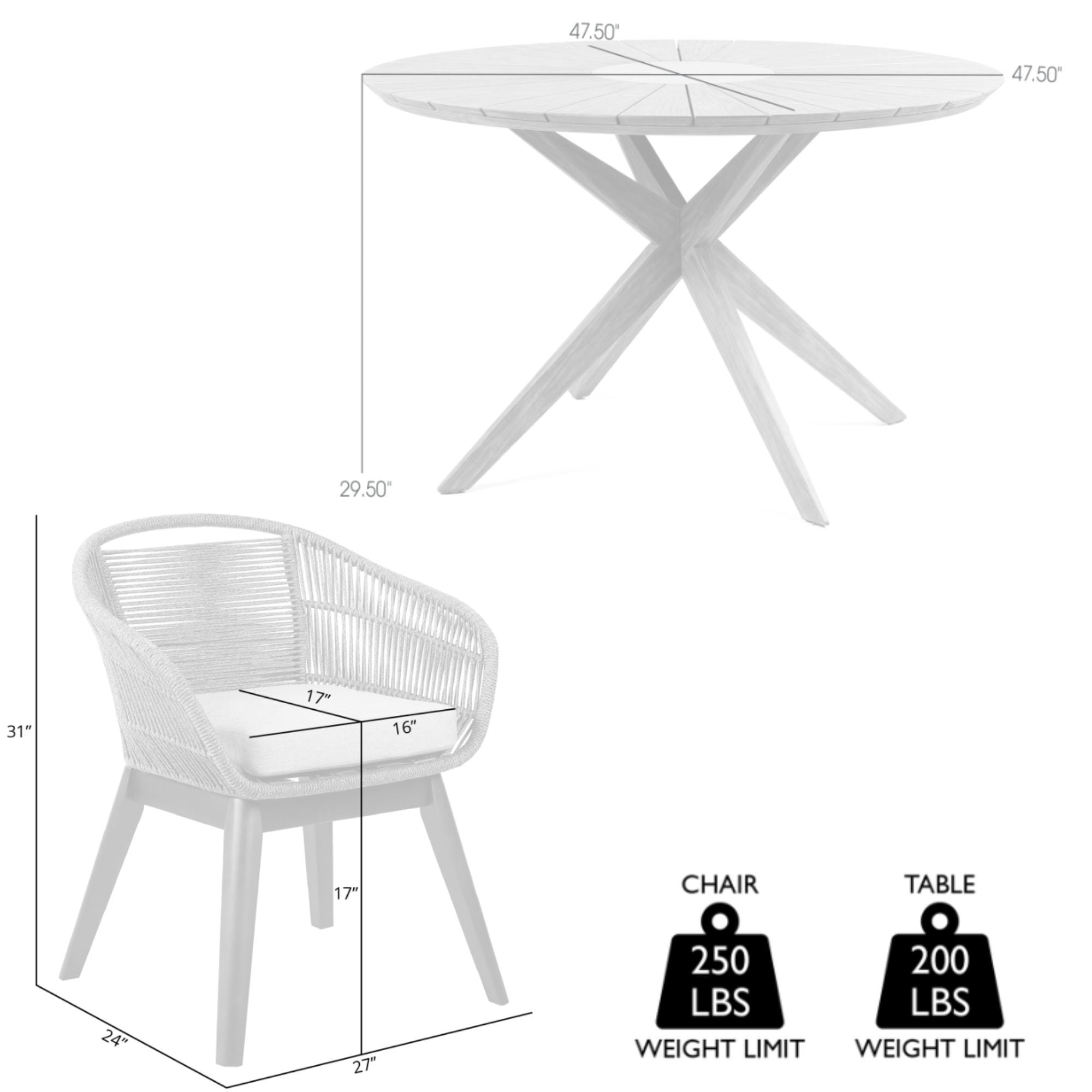 Oasis Tutti Frutti - 5 Piece Outdoor Patio Round Dining Set - Eucalyptus / Truffle
