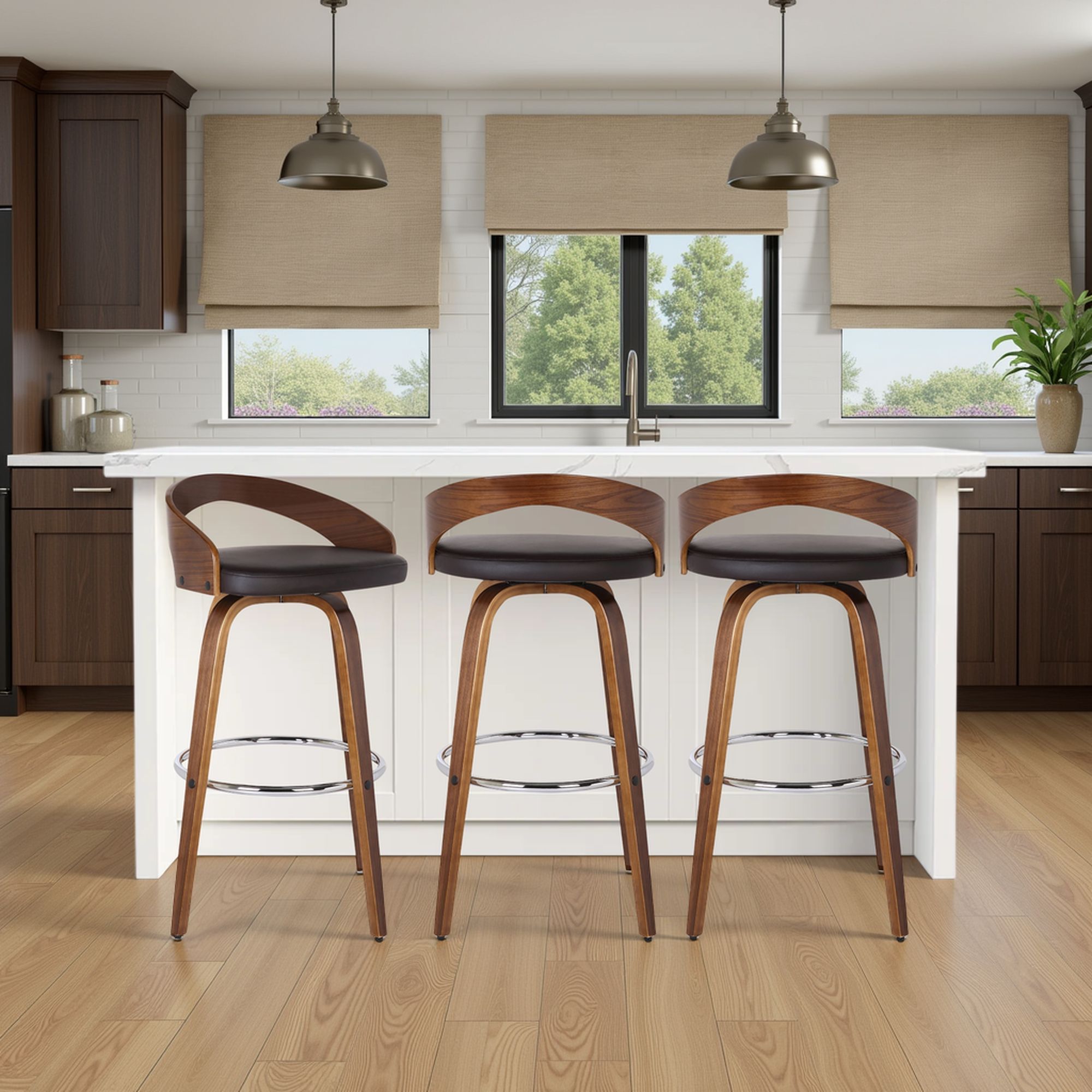 Sonia - 26" Counter Height Swivel Bar Stool - Walnut Wood