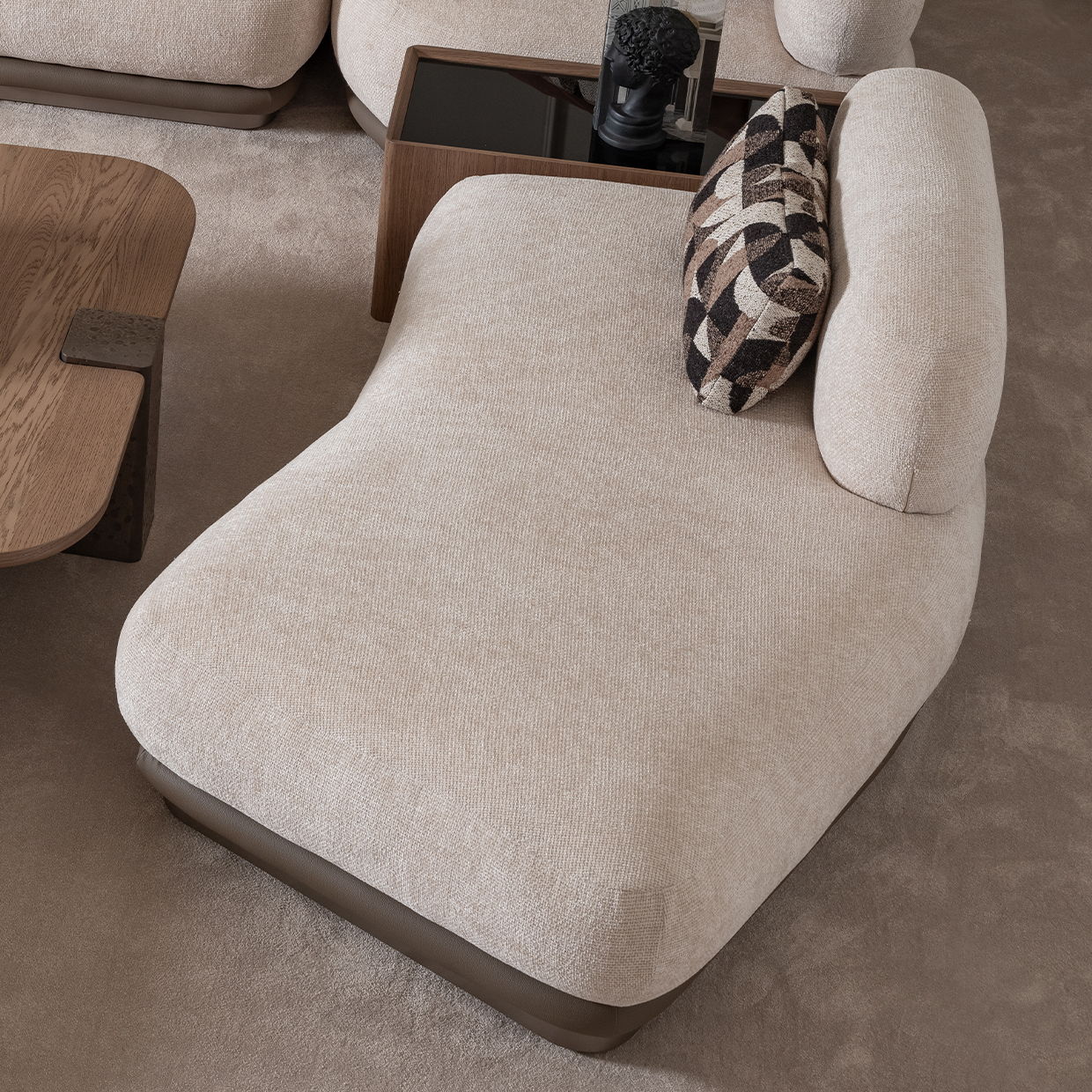 Bristol Point - Armless Chaise - Fawn / Saddle Brown