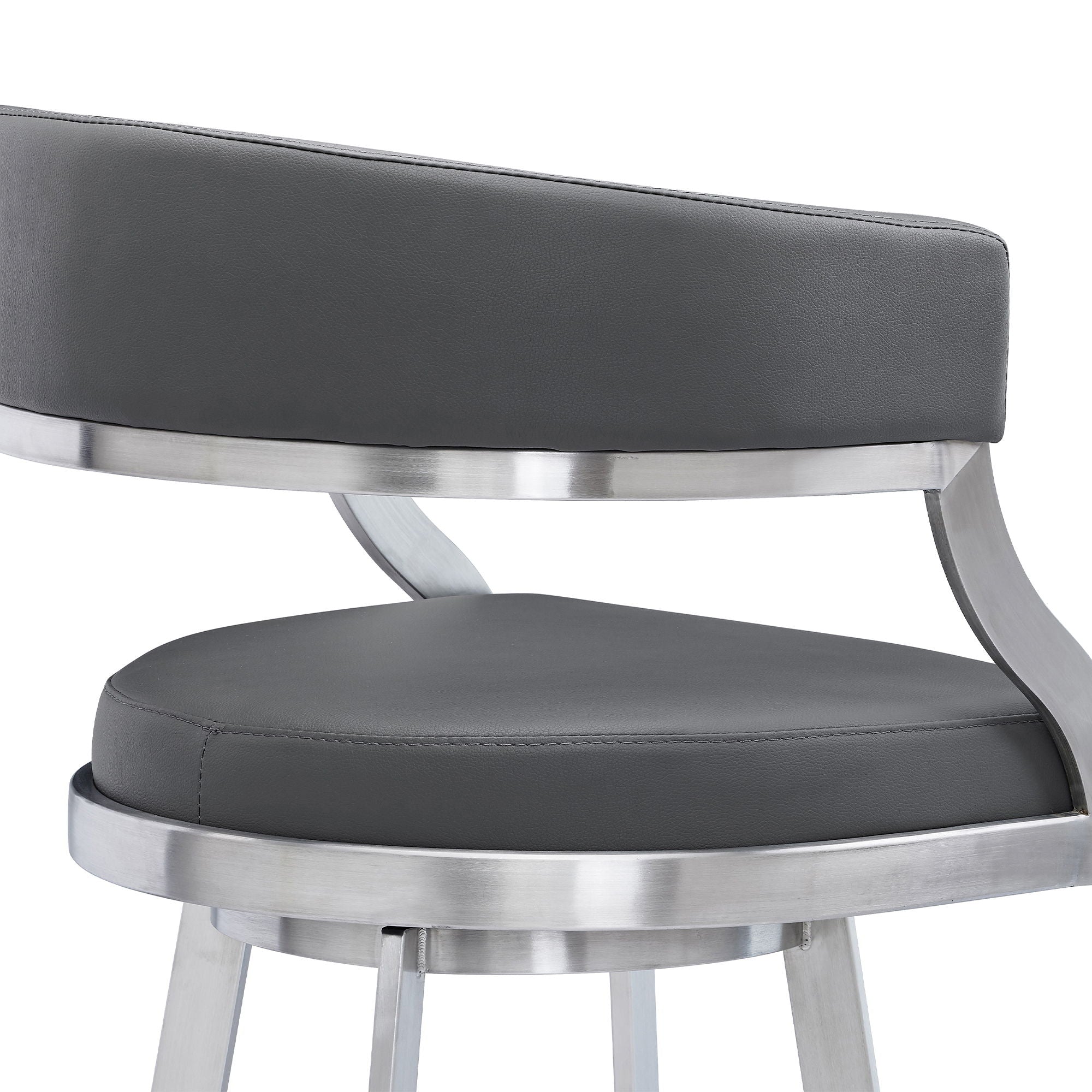 Dione - Swivel Faux Leather And Brushed Stainless Steel Bar Stool