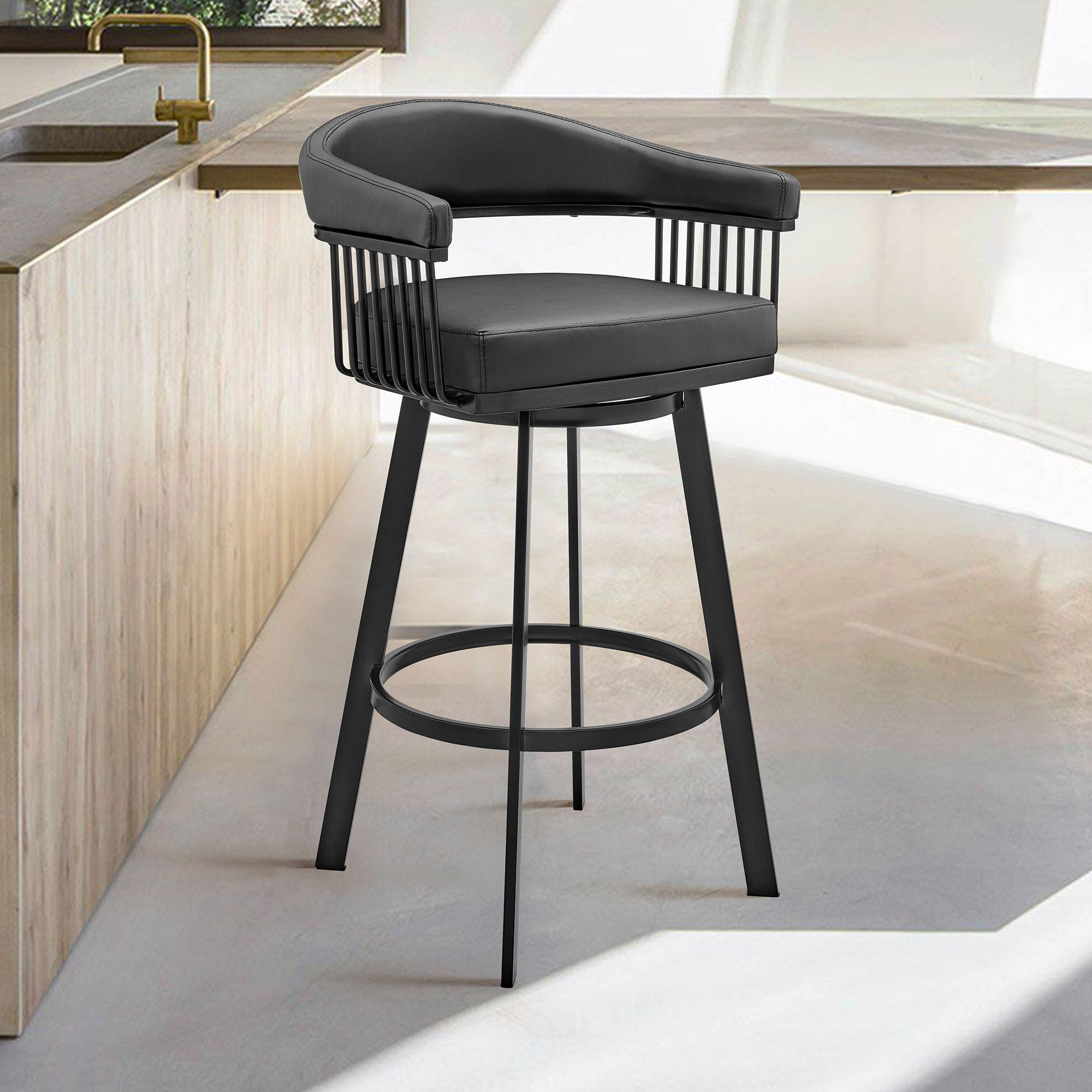 Bronson - Swivel Bar Stool - Black Finish