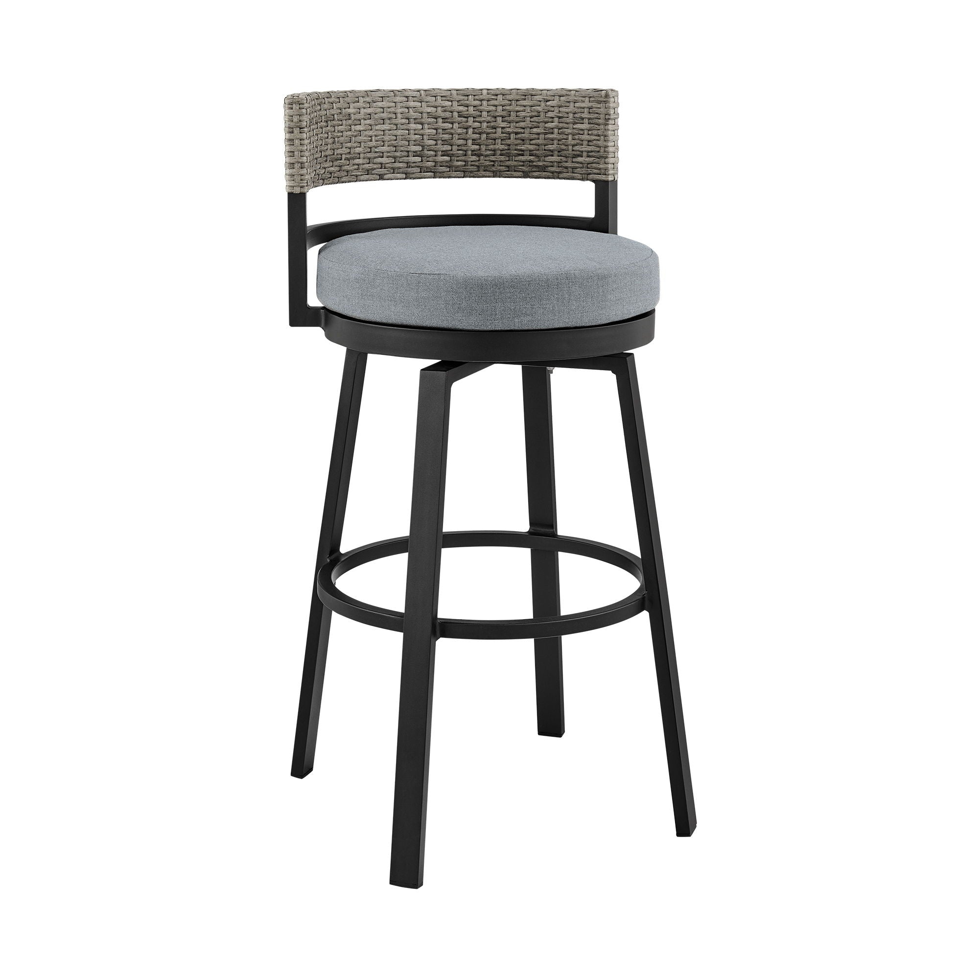 Encinitas - 5 Piece Bar Outdoor Patio Table Set With Cushions - Gray
