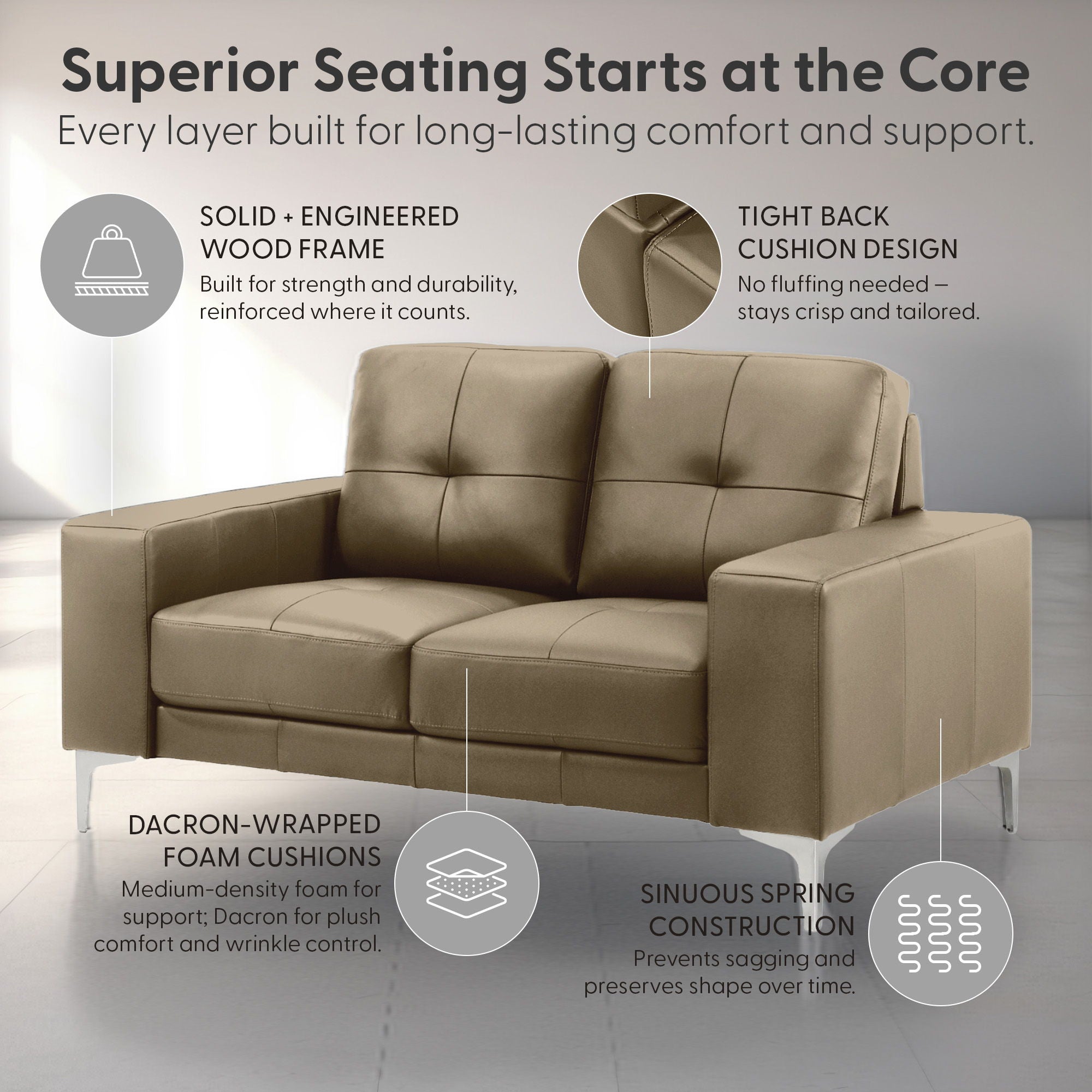 Faelin - Leather Loveseat With Tufted Back