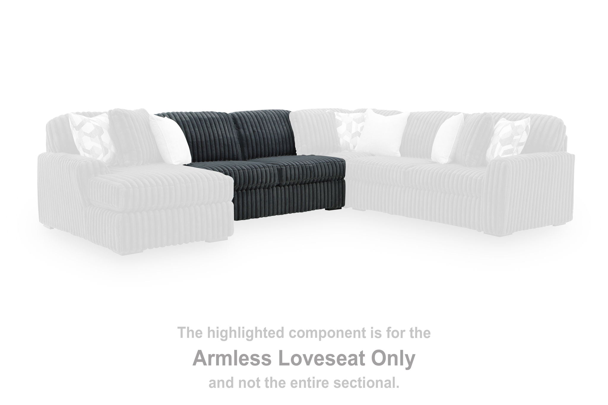 Midnight-Madness - Armless Loveseat - Gunmetal